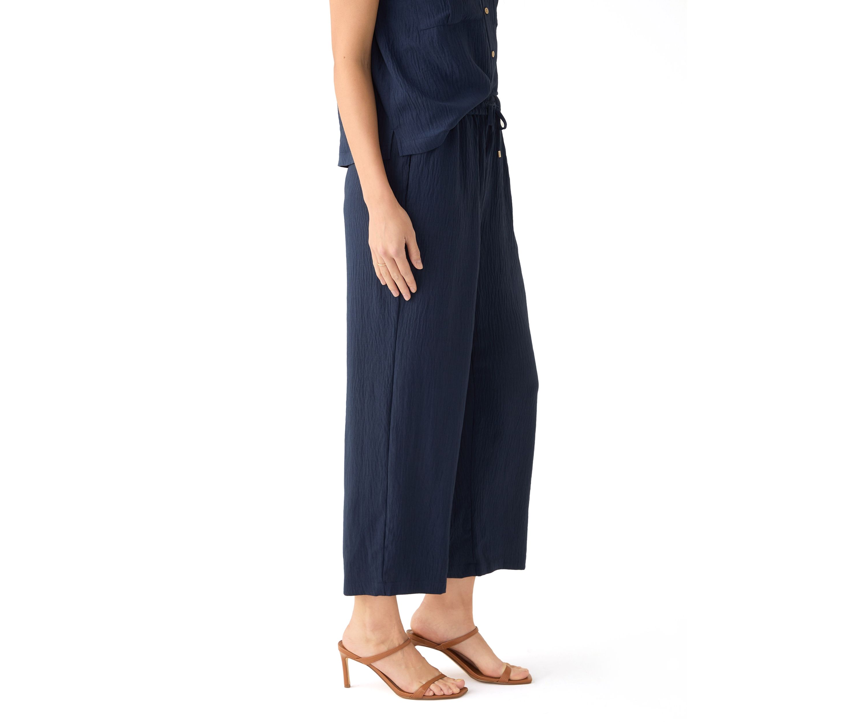 Womens High Rise Tie Waist Ankle Pants