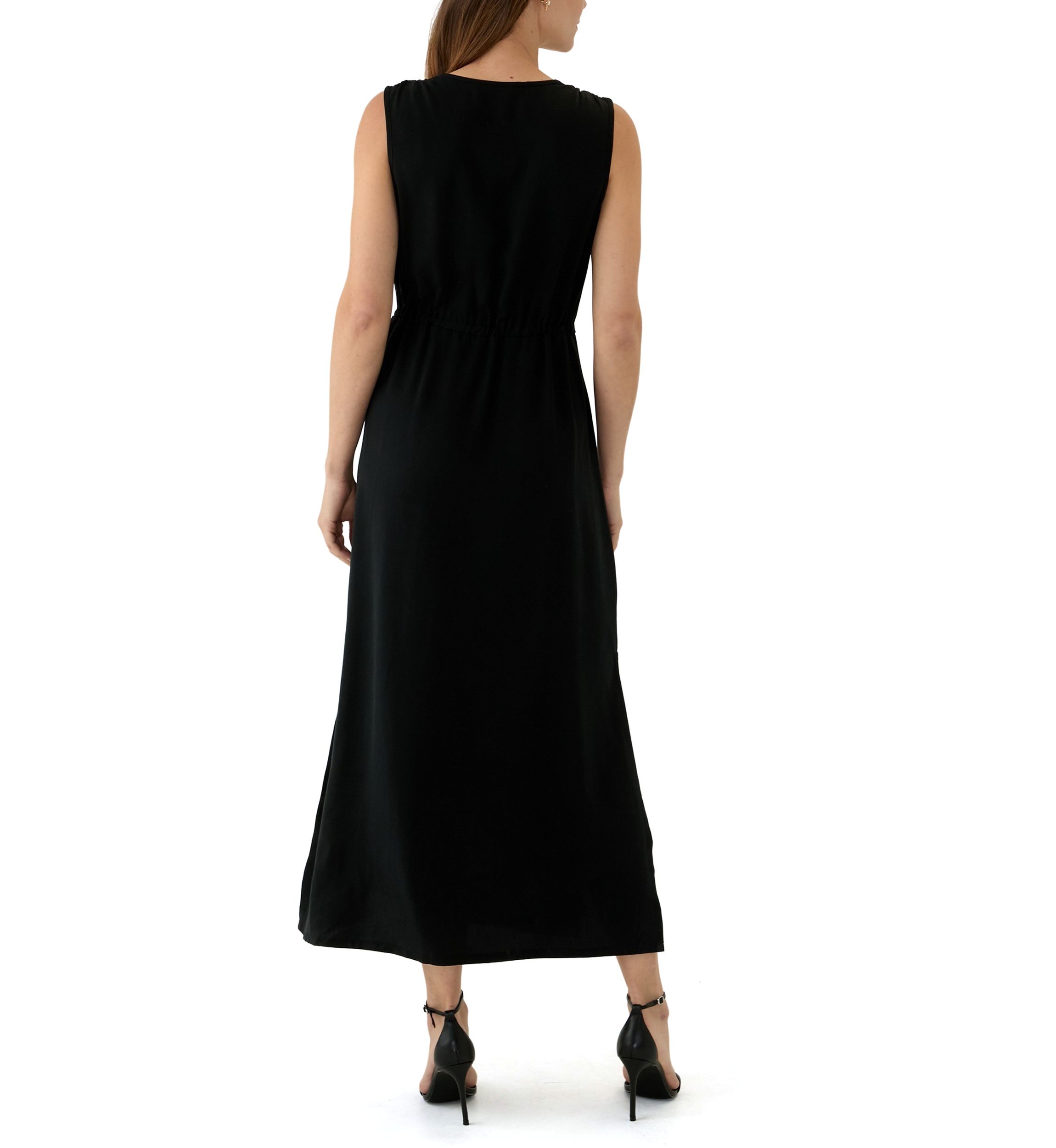 Womens Sleeveless Split Neck Maxi Dress