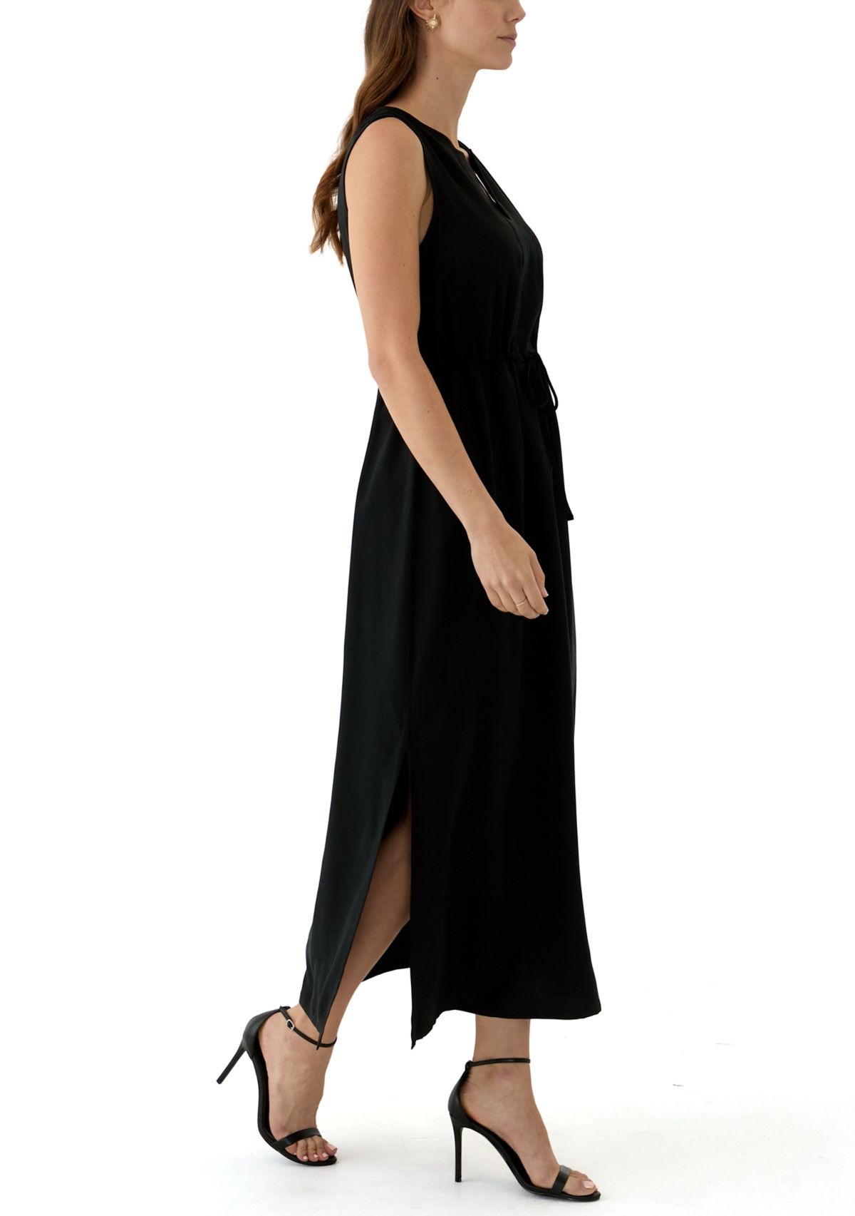 Womens Sleeveless Split Neck Maxi Dress
