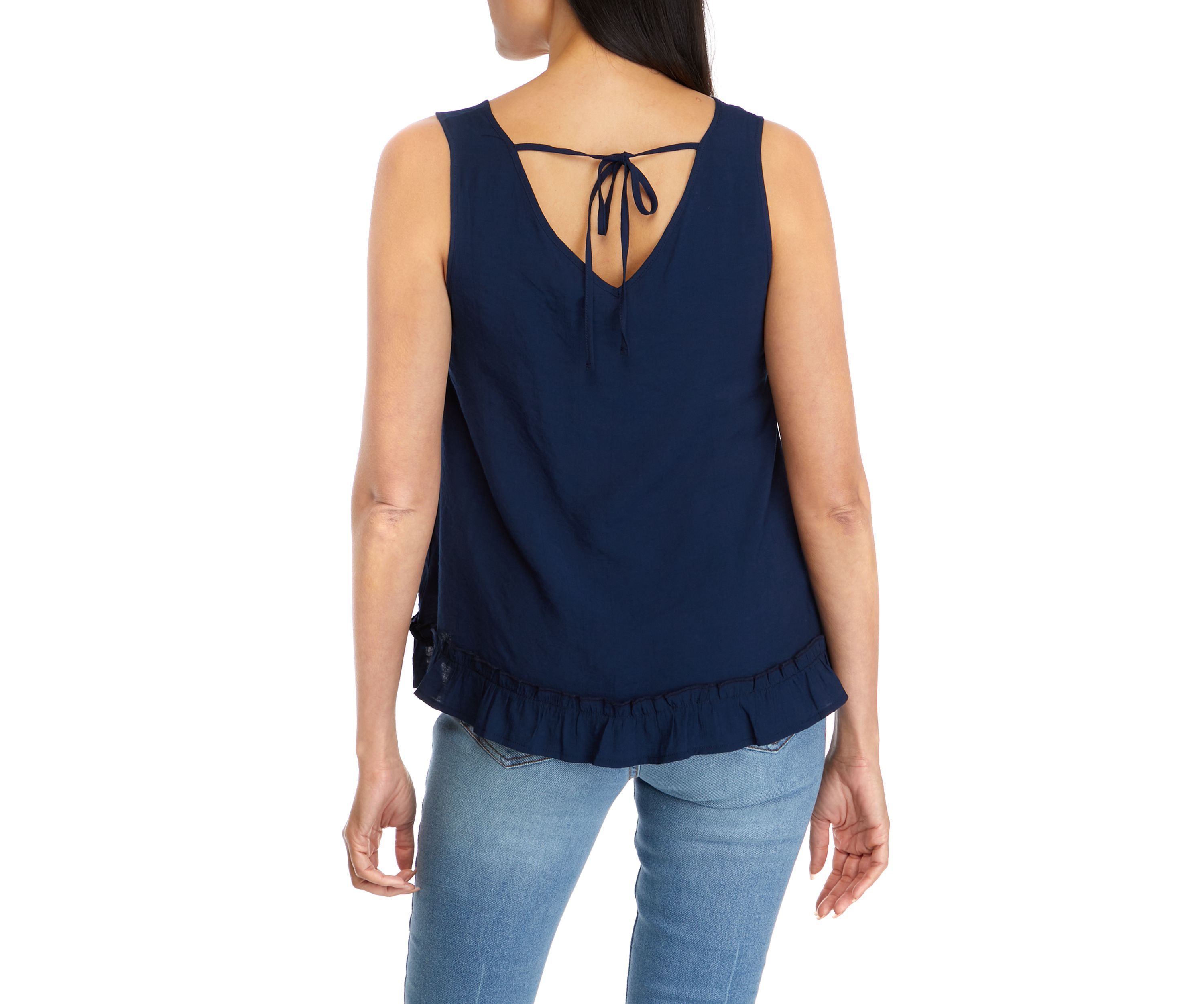 Juniors V-Neck Crinkle Cotton Tank 