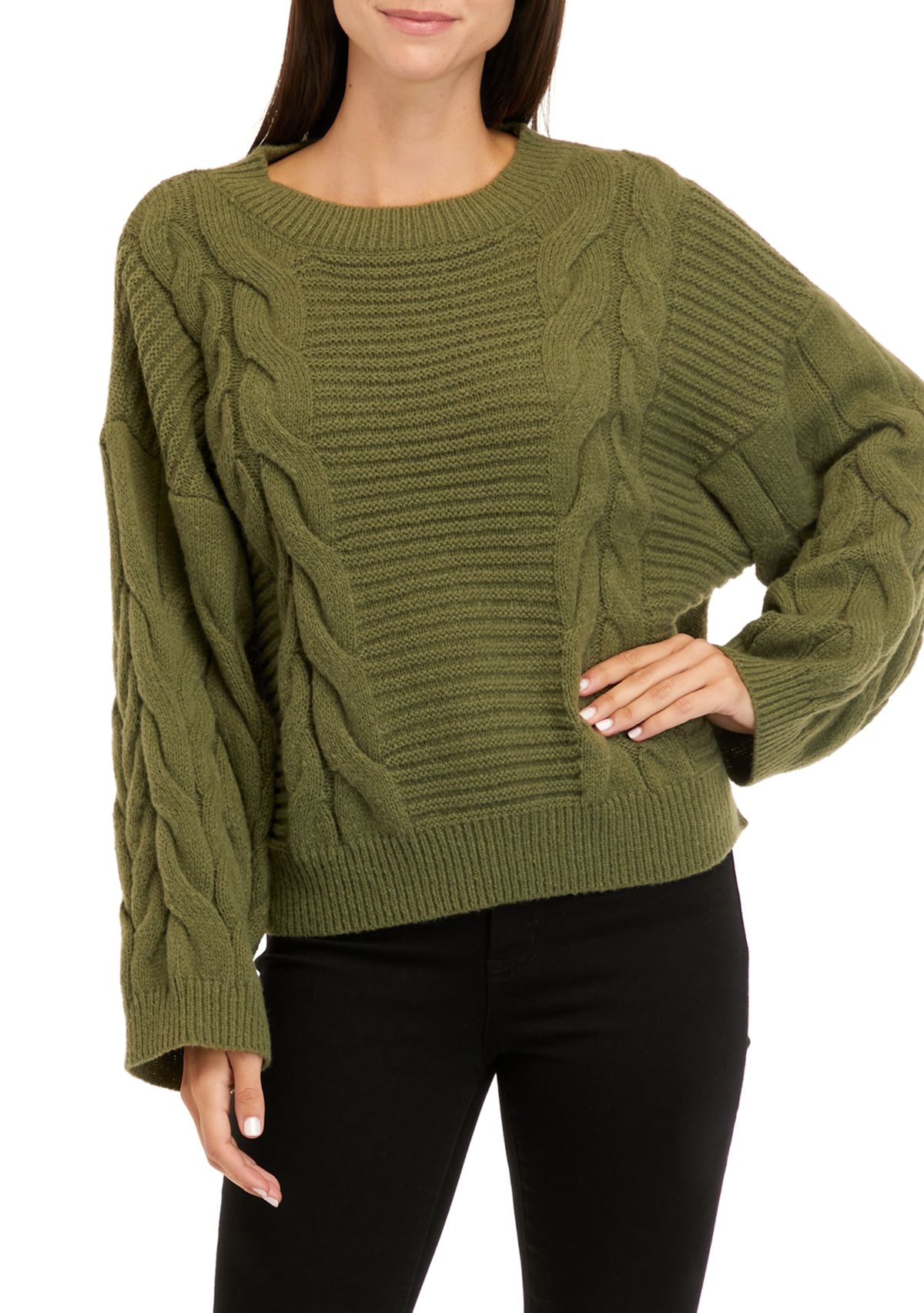 Womens Chunky Ribbed Cable Knit Sweater