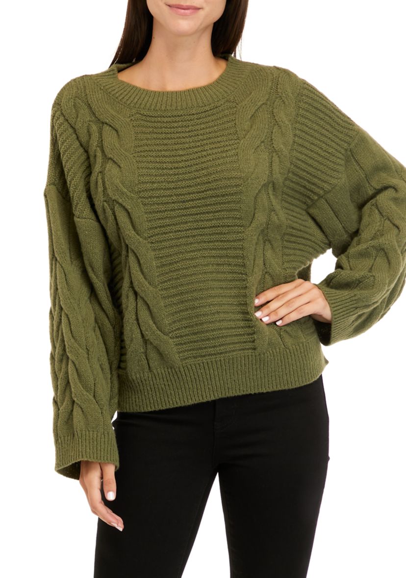 Womens Chunky Ribbed Cable Knit Sweater