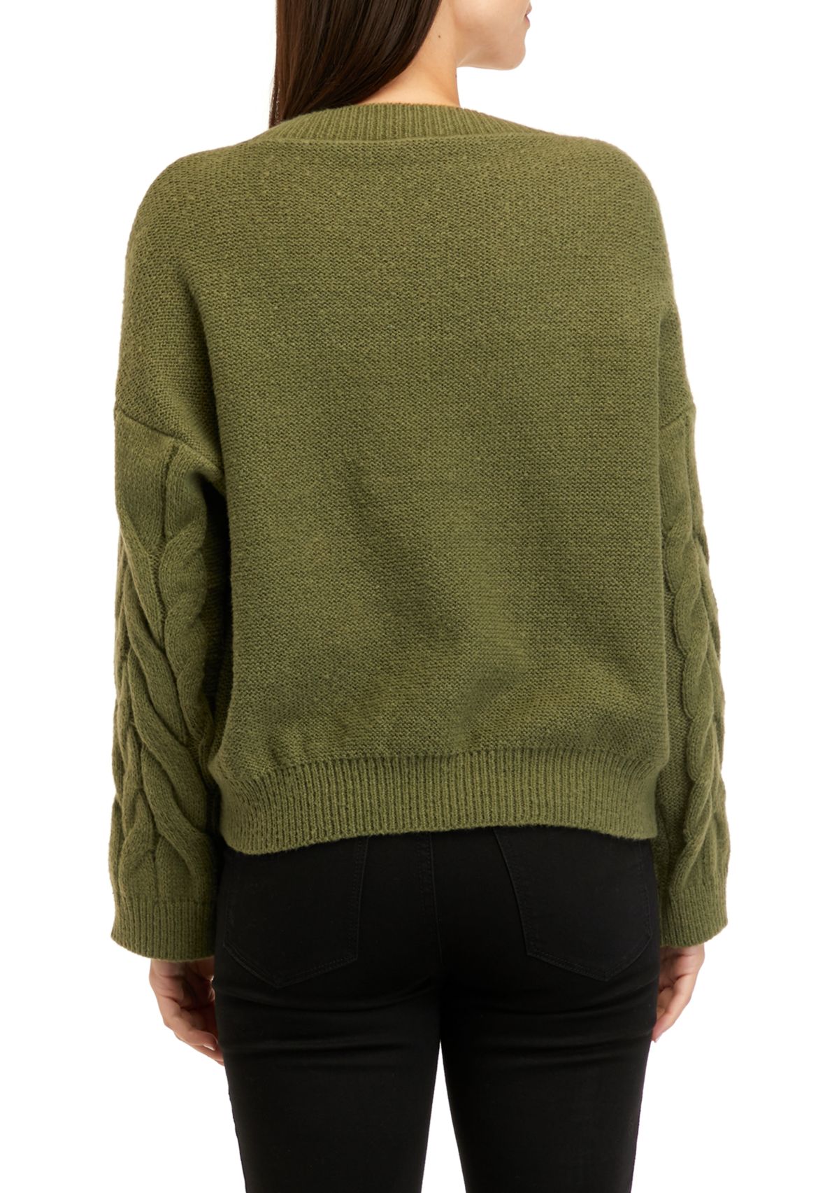 Womens Chunky Ribbed Cable Knit Sweater