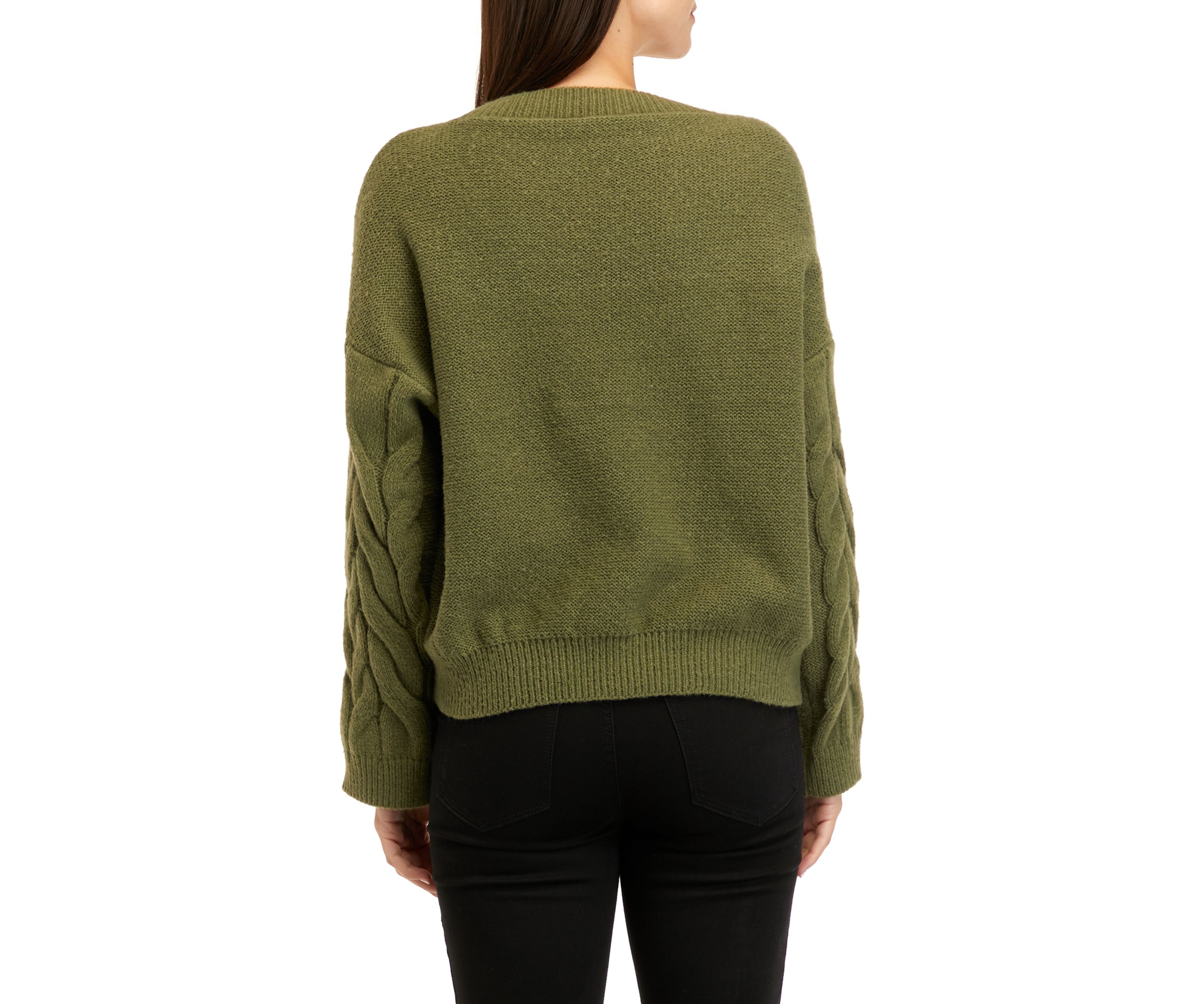 Womens Chunky Ribbed Cable Knit Sweater