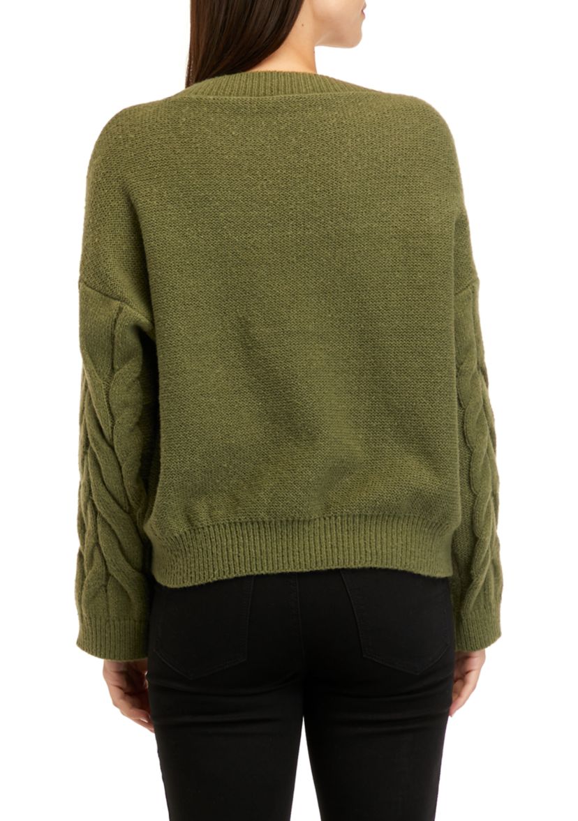 Womens Chunky Ribbed Cable Knit Sweater