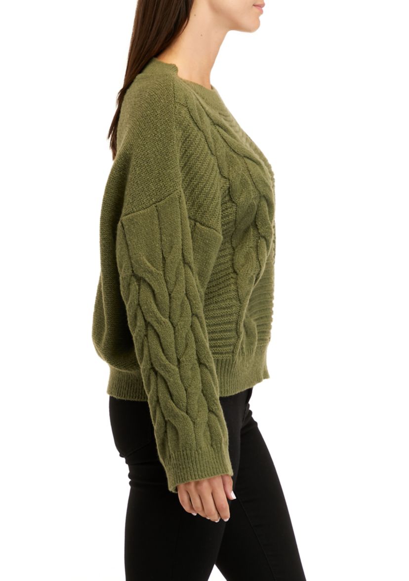 Womens Chunky Ribbed Cable Knit Sweater