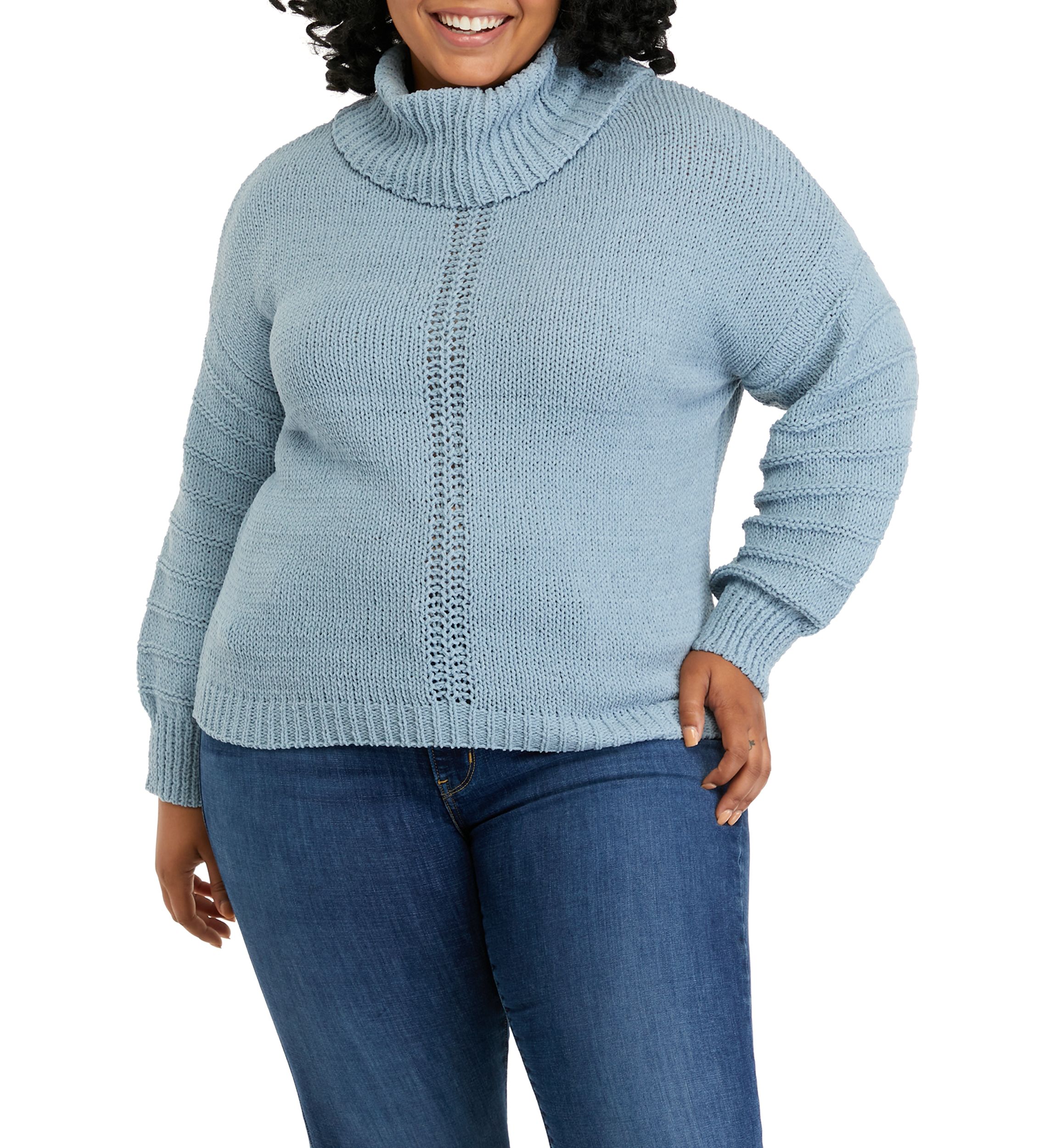 Plus Size Long Sleeve Cowl Neck Sweater