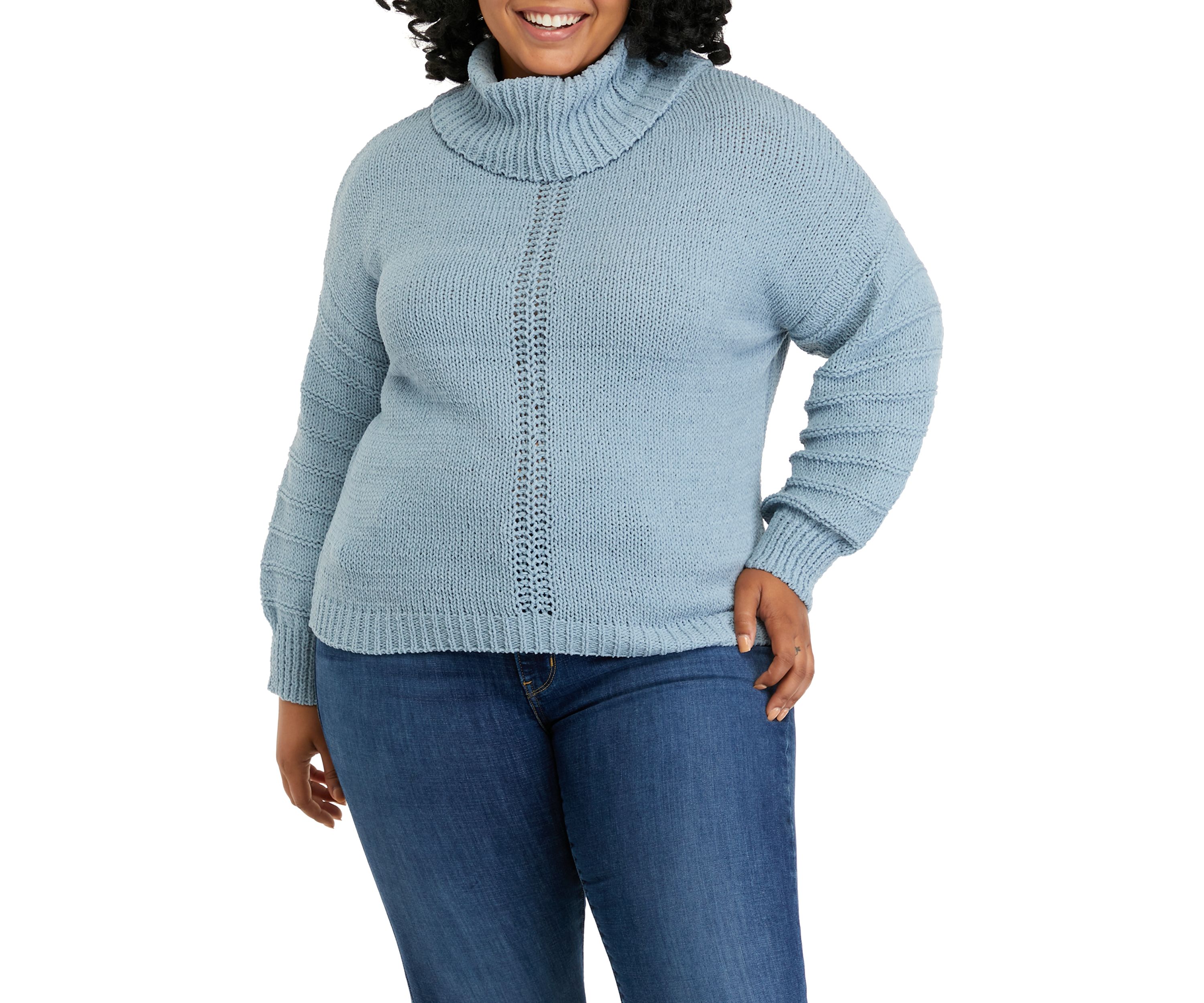 Plus Size Long Sleeve Cowl Neck Sweater