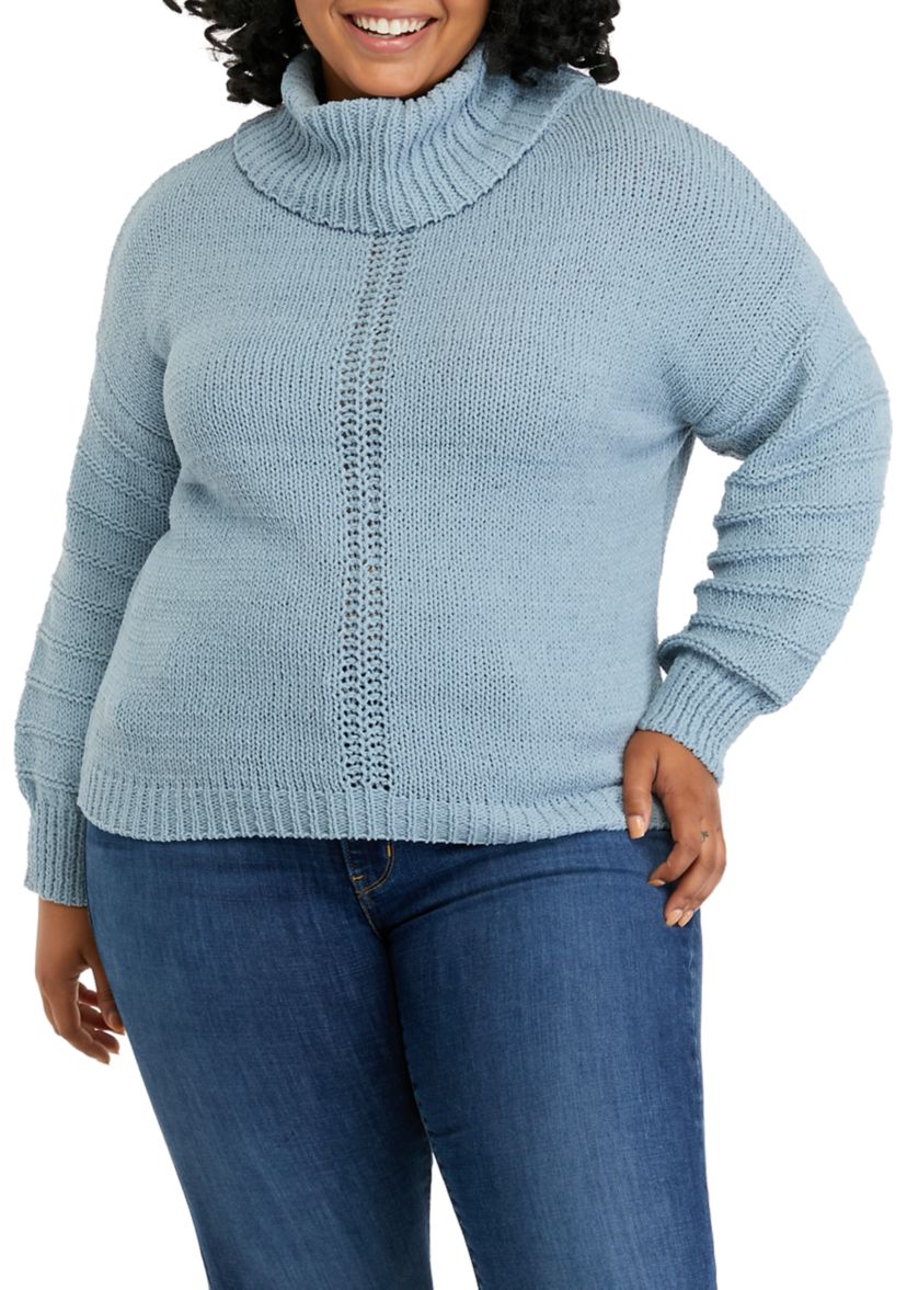 Plus Size Long Sleeve Cowl Neck Sweater