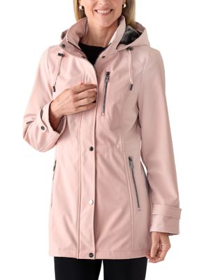 Nautica Women's Snap Hood Softshell Raincoat