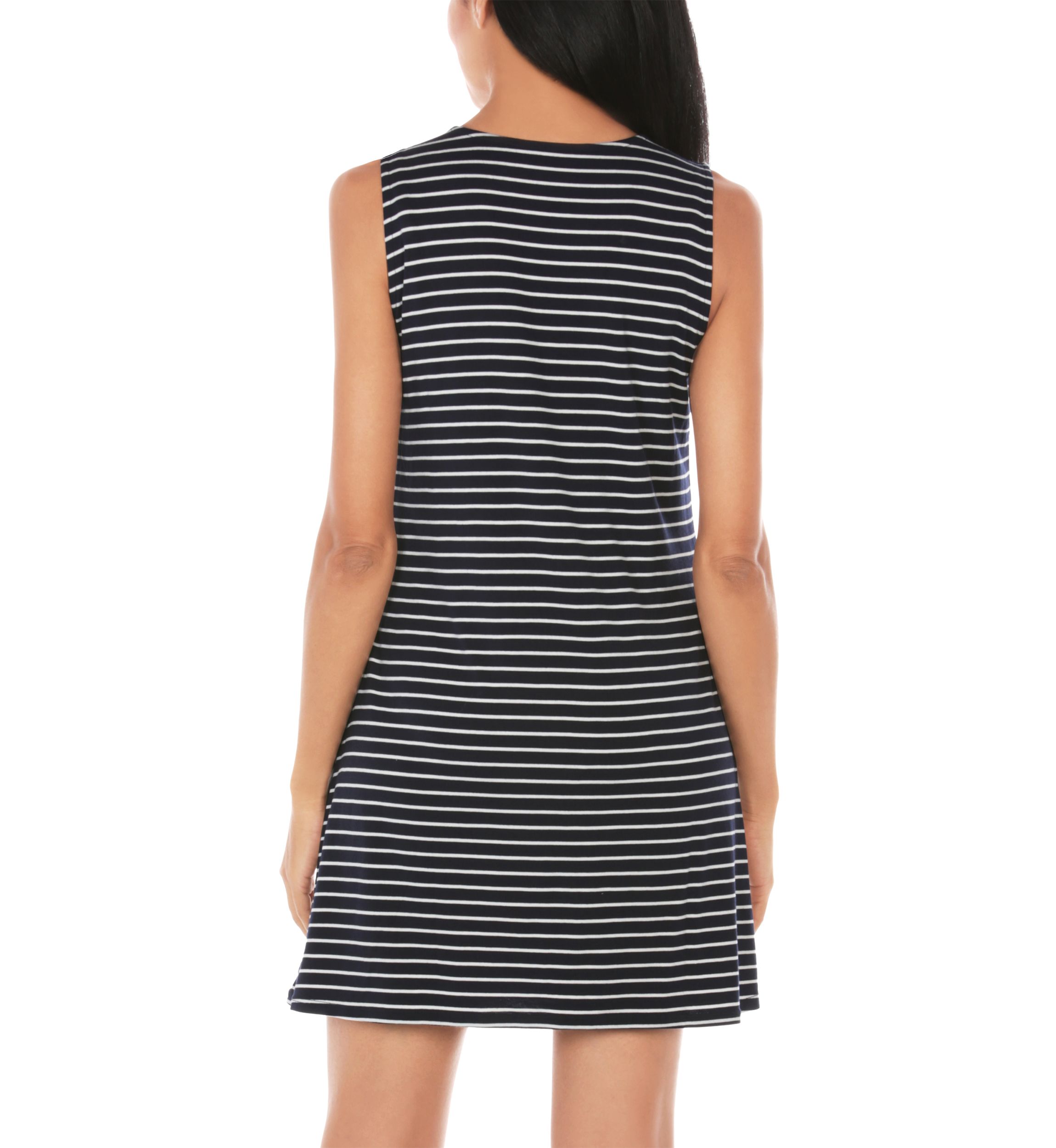 Womens Lace-Up V-Neck Striped Swim Cover Up 