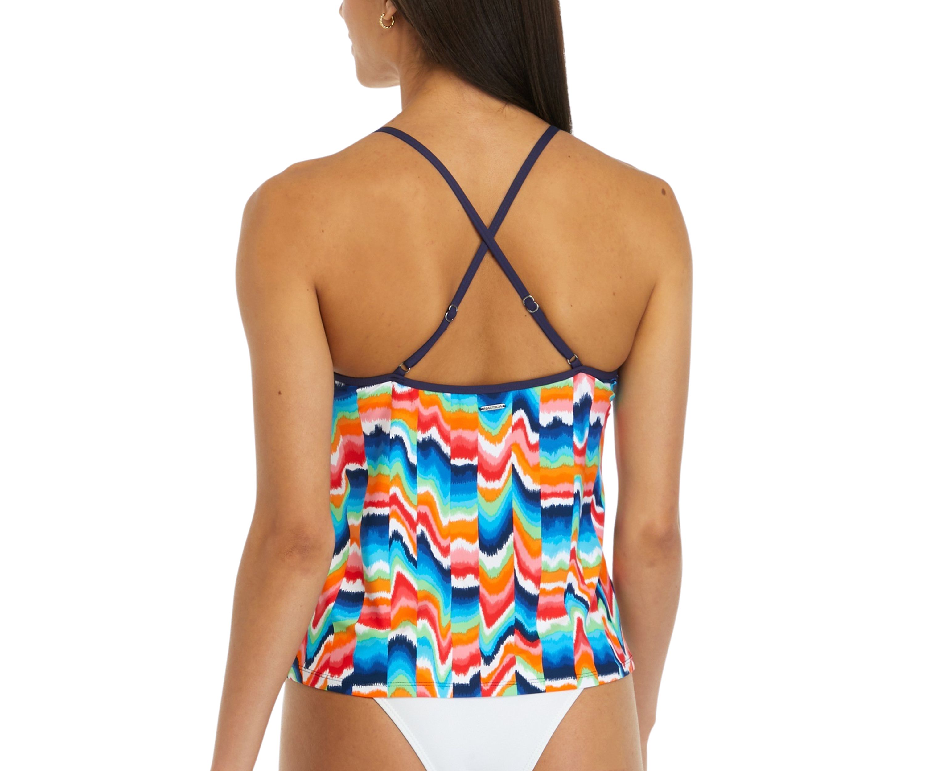 Against the Current Scoop Neck Cross Back Tankini Swim Top