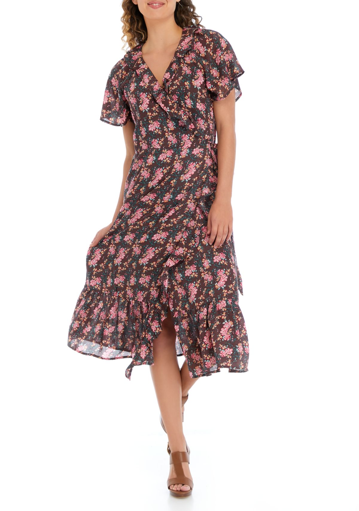 Womens Short Sleeve Wrap Dress