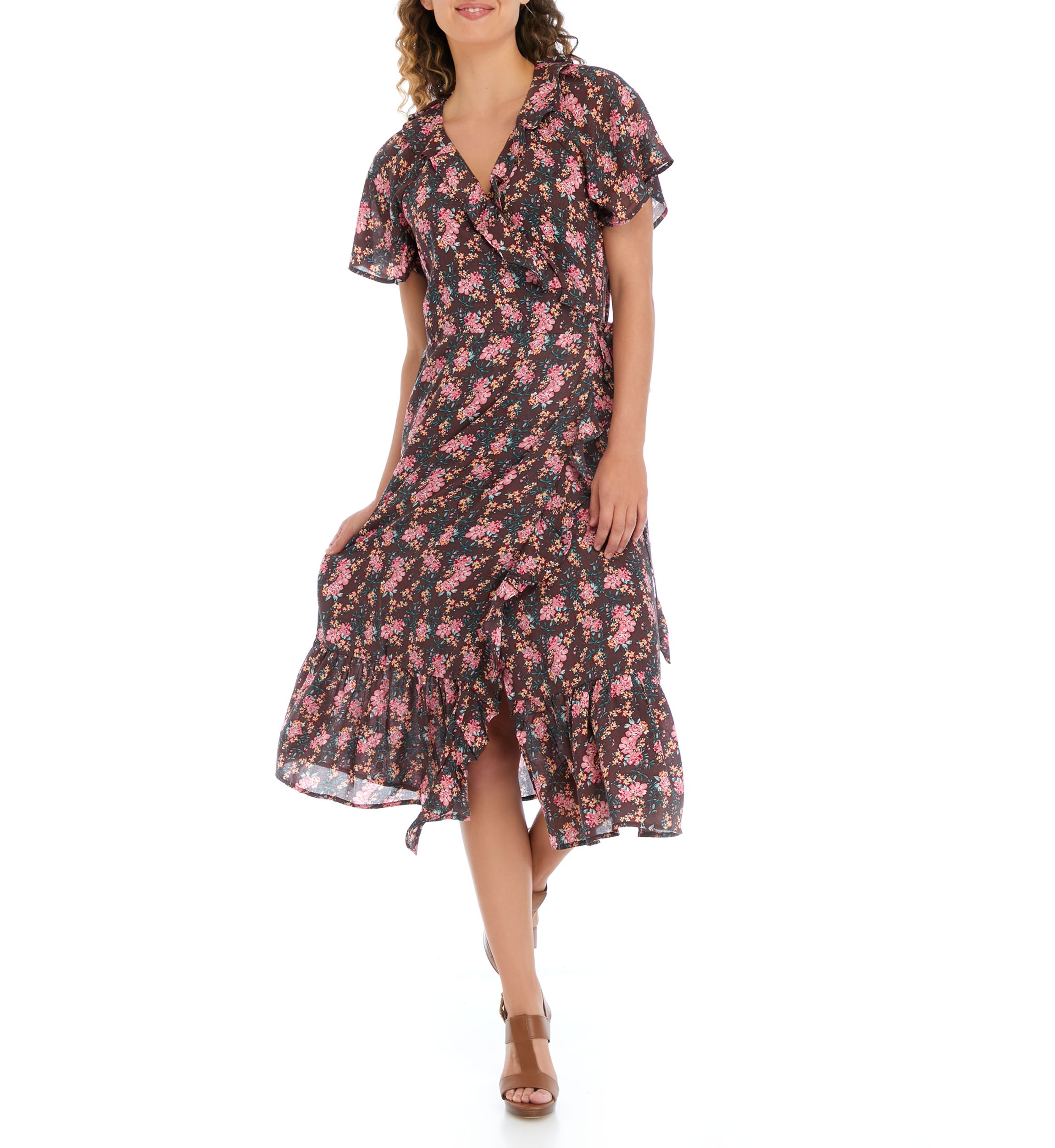 Womens Short Sleeve Wrap Dress