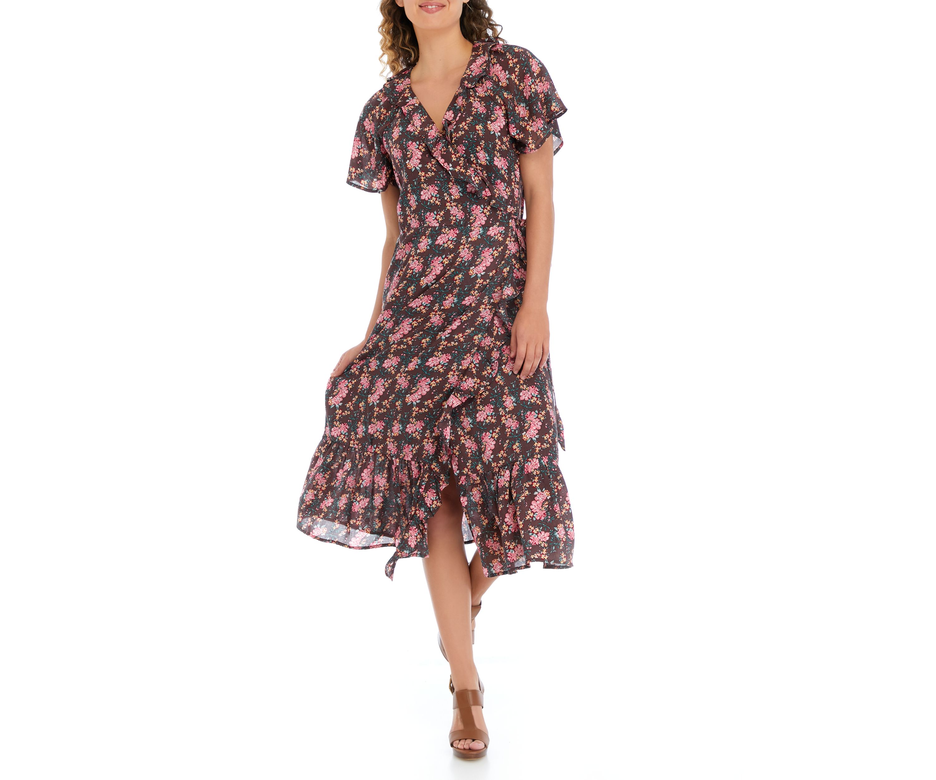 Womens Short Sleeve Wrap Dress