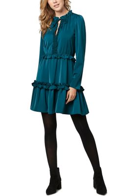 Women's Long Sleeve Peitho Ruffle Tie Front Dress