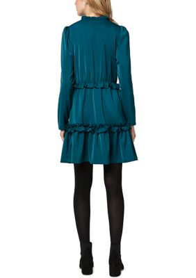 Women's Long Sleeve Peitho Ruffle Tie Front Dress