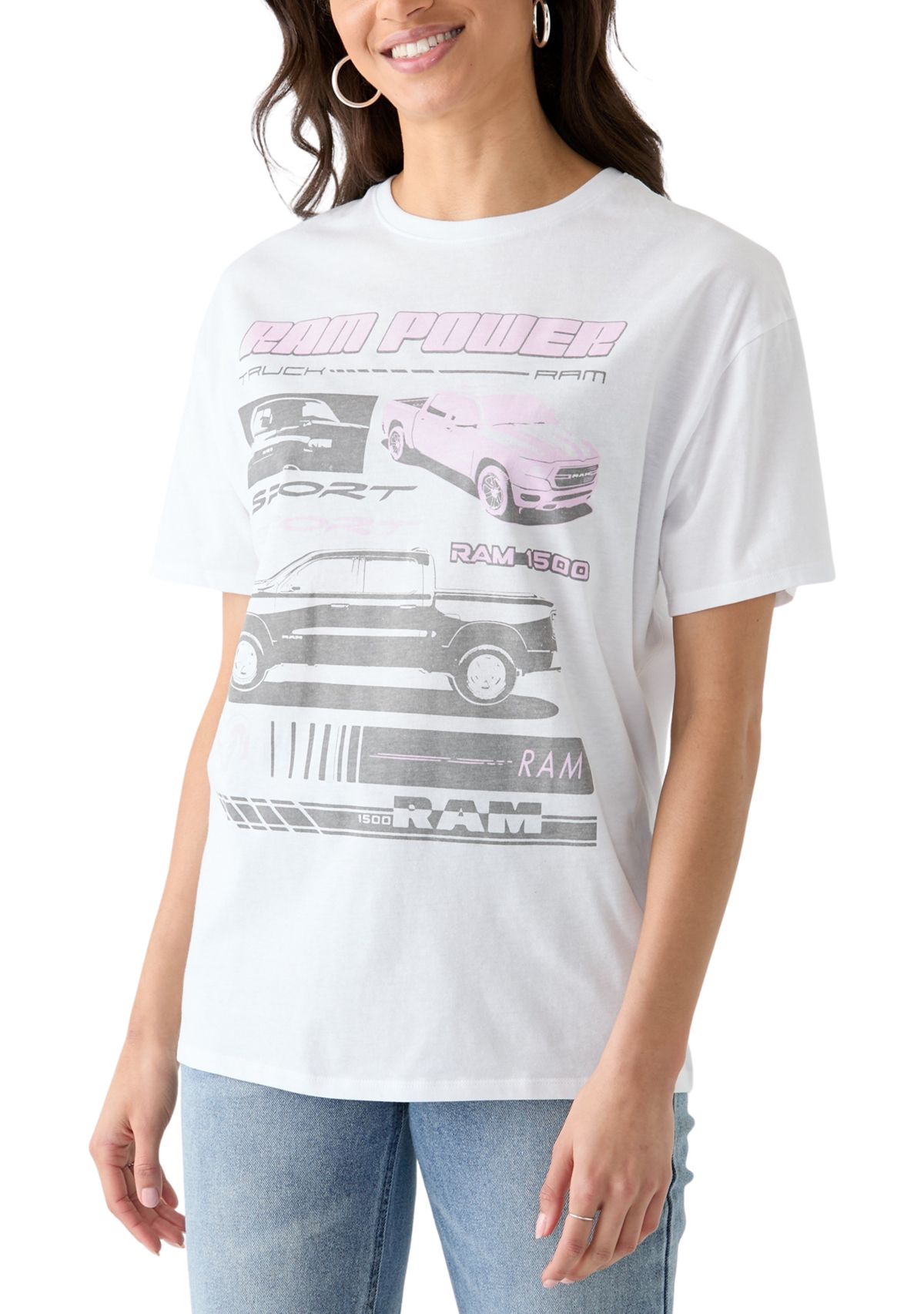 Womens Short Sleeve Ram Power Boyfriend Graphic T-Shirt