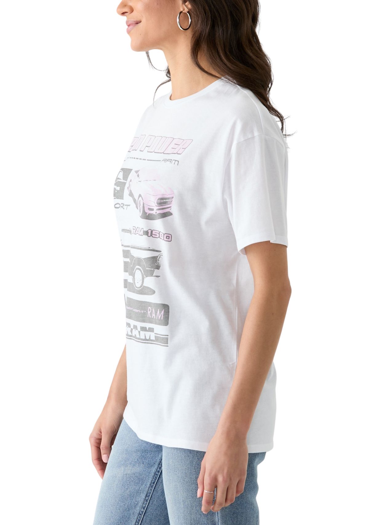 Womens Short Sleeve Ram Power Boyfriend Graphic T-Shirt