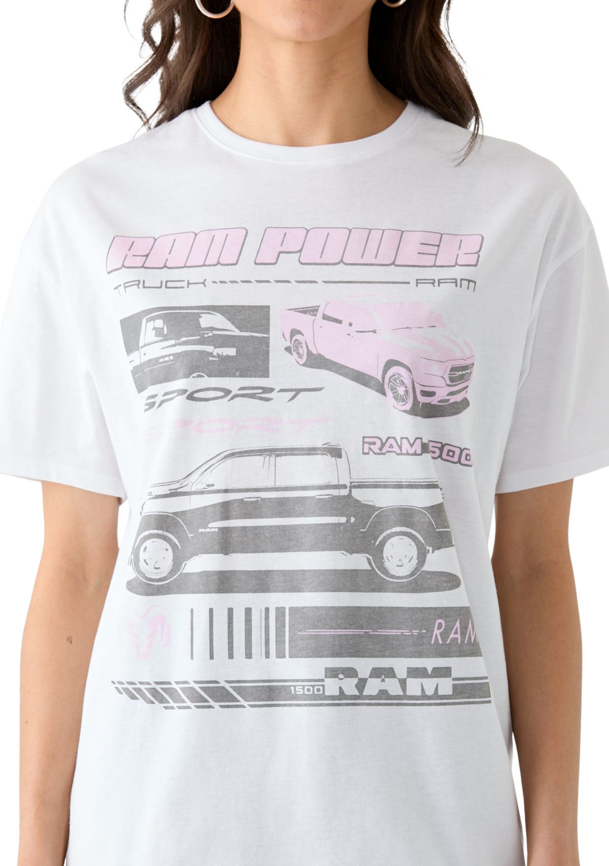 Womens Short Sleeve Ram Power Boyfriend Graphic T-Shirt