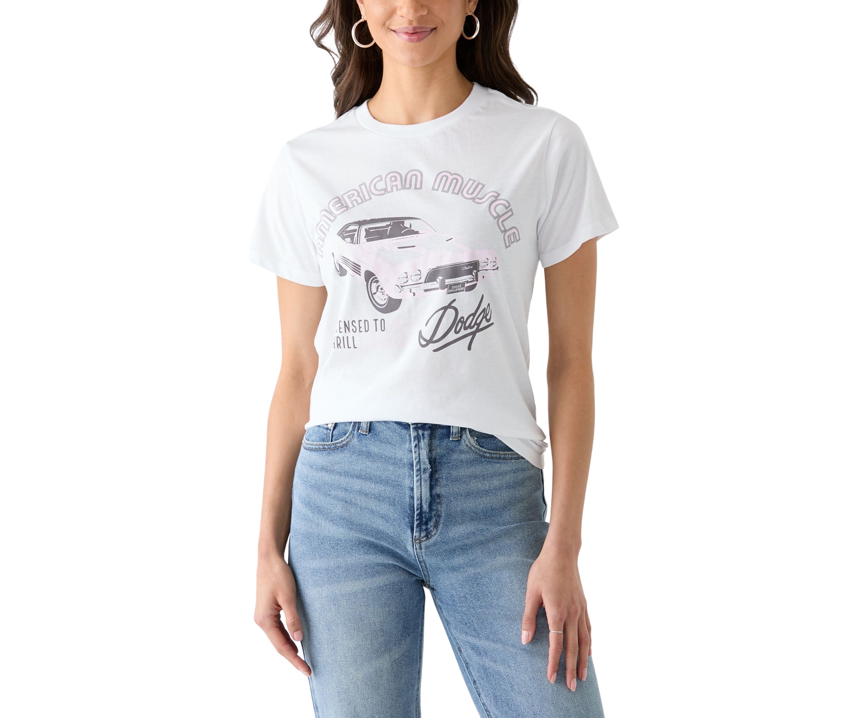 Womens Short Sleeve Relaxed Fit American Muscle Graphic T-Shirt 