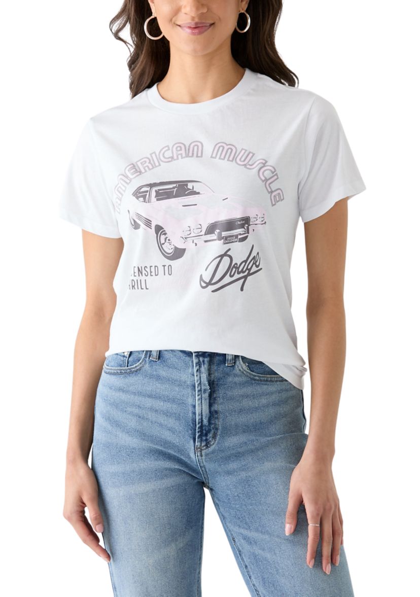 Womens Short Sleeve Relaxed Fit American Muscle Graphic T-Shirt 