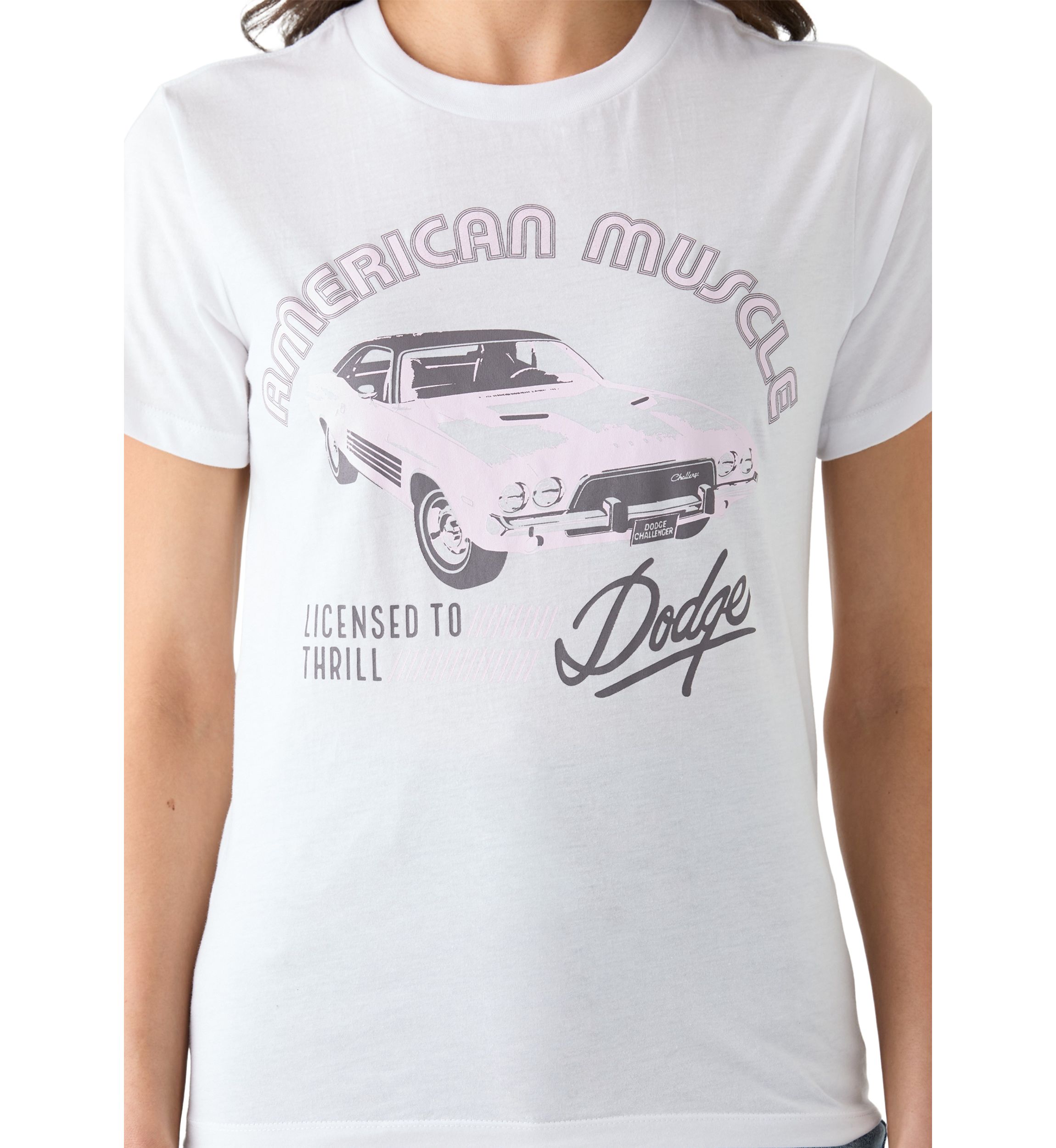 Womens Short Sleeve Relaxed Fit American Muscle Graphic T-Shirt 