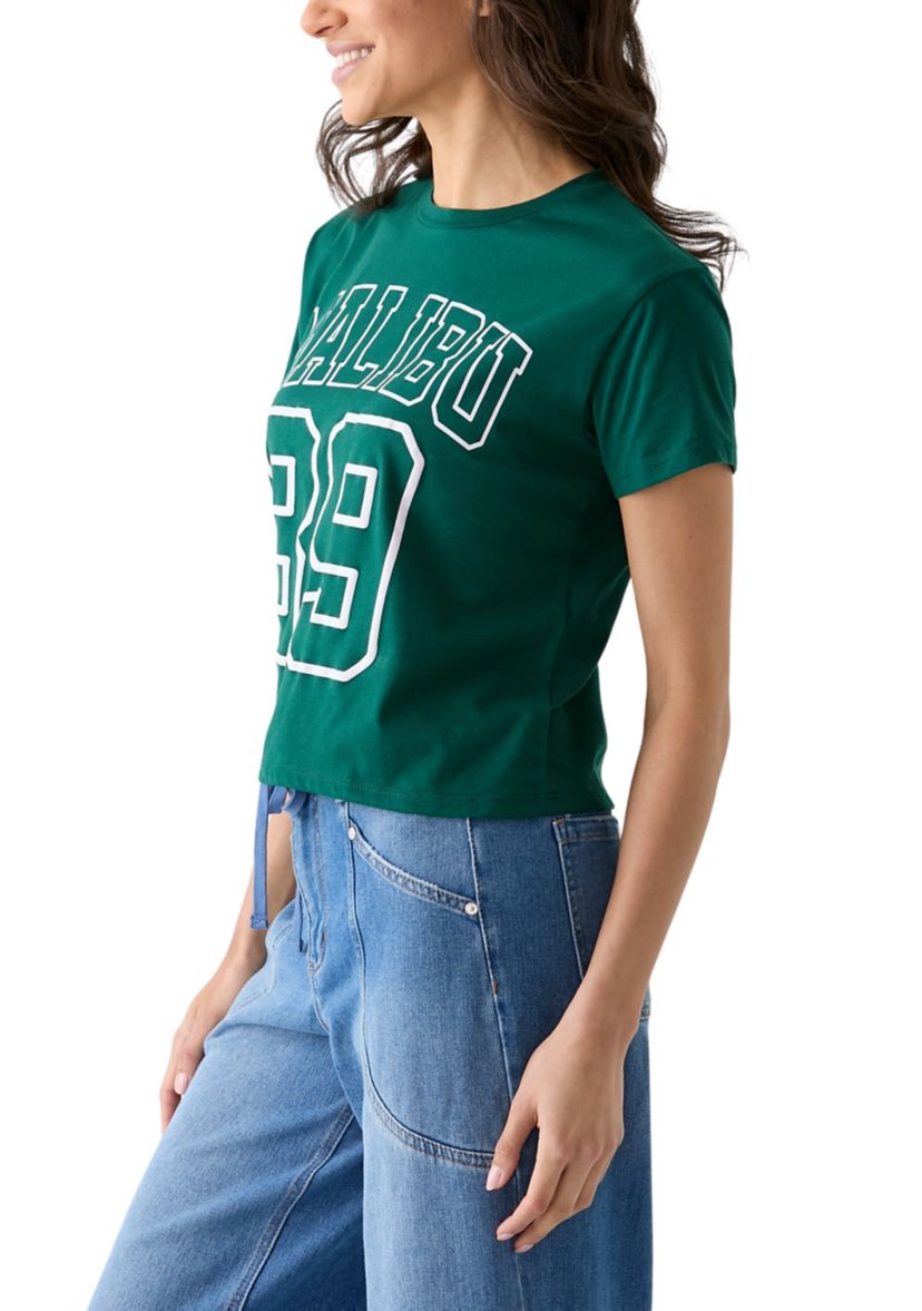 Womens Short Sleeve Boxy Malibu Graphic T-Shirt 