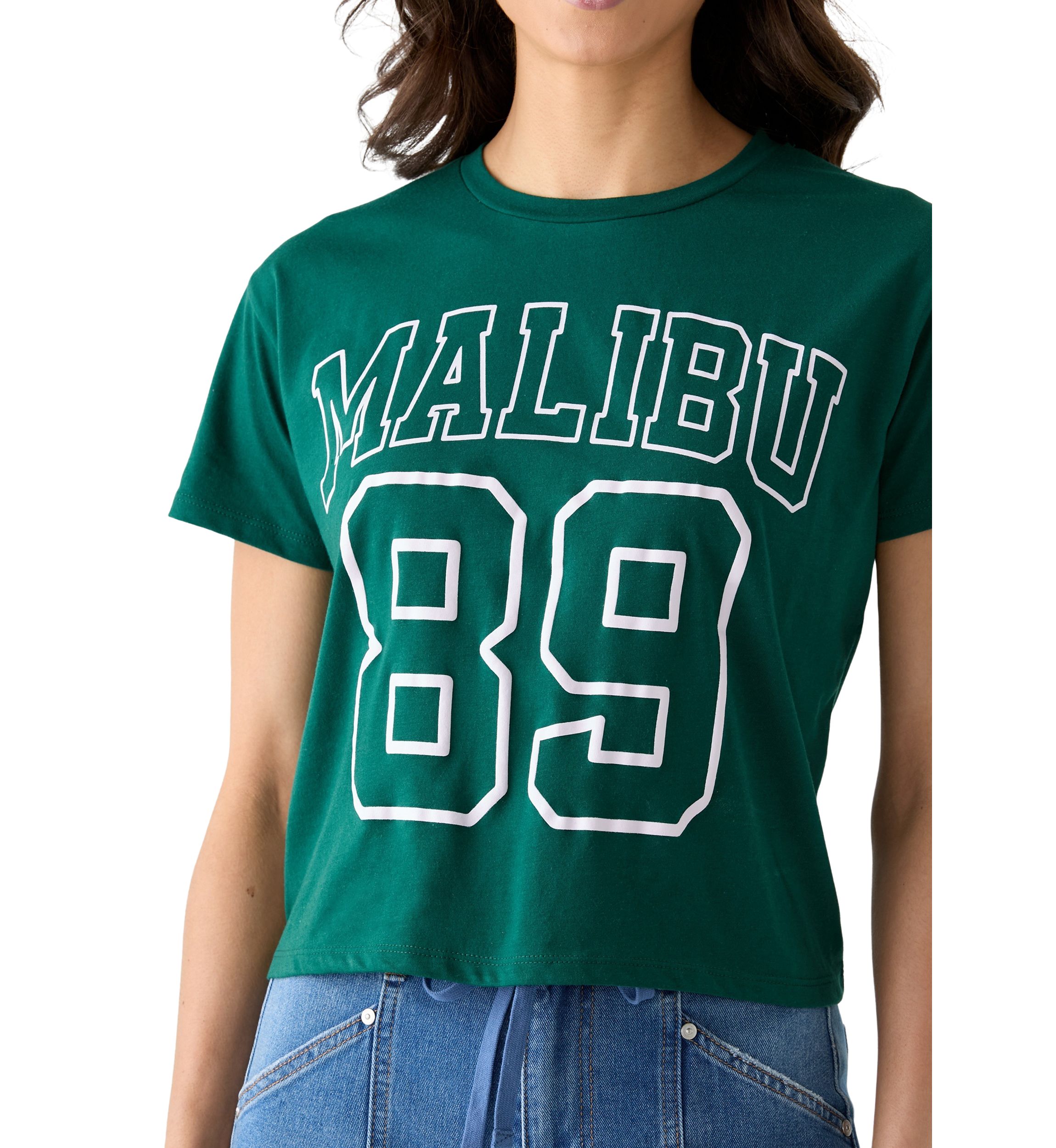 Womens Short Sleeve Boxy Malibu Graphic T-Shirt 