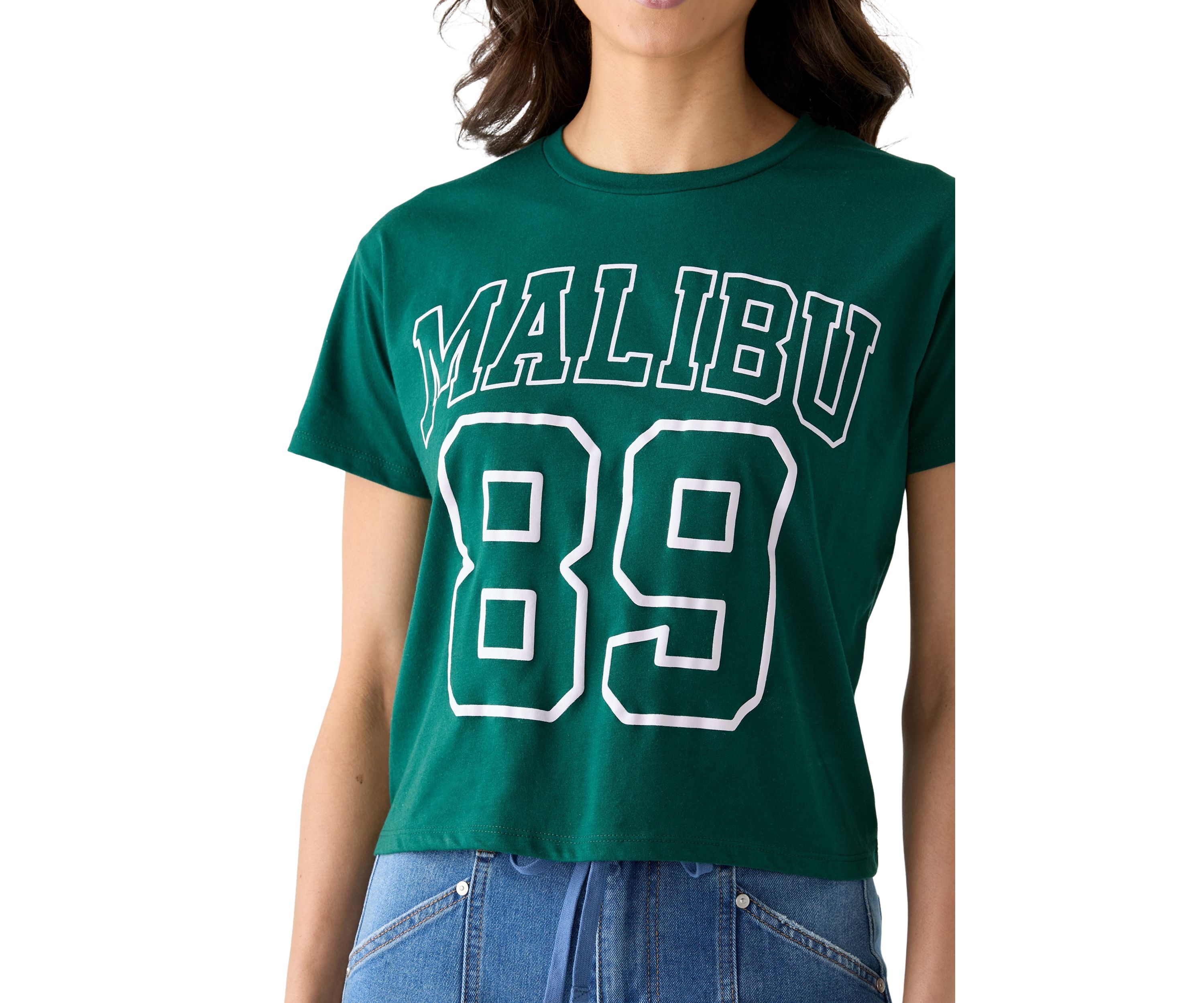 Womens Short Sleeve Boxy Malibu Graphic T-Shirt 