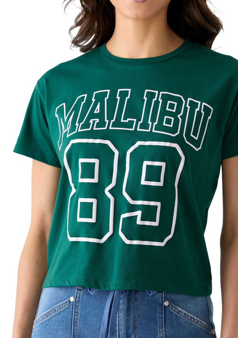 Womens Short Sleeve Boxy Malibu Graphic T-Shirt 