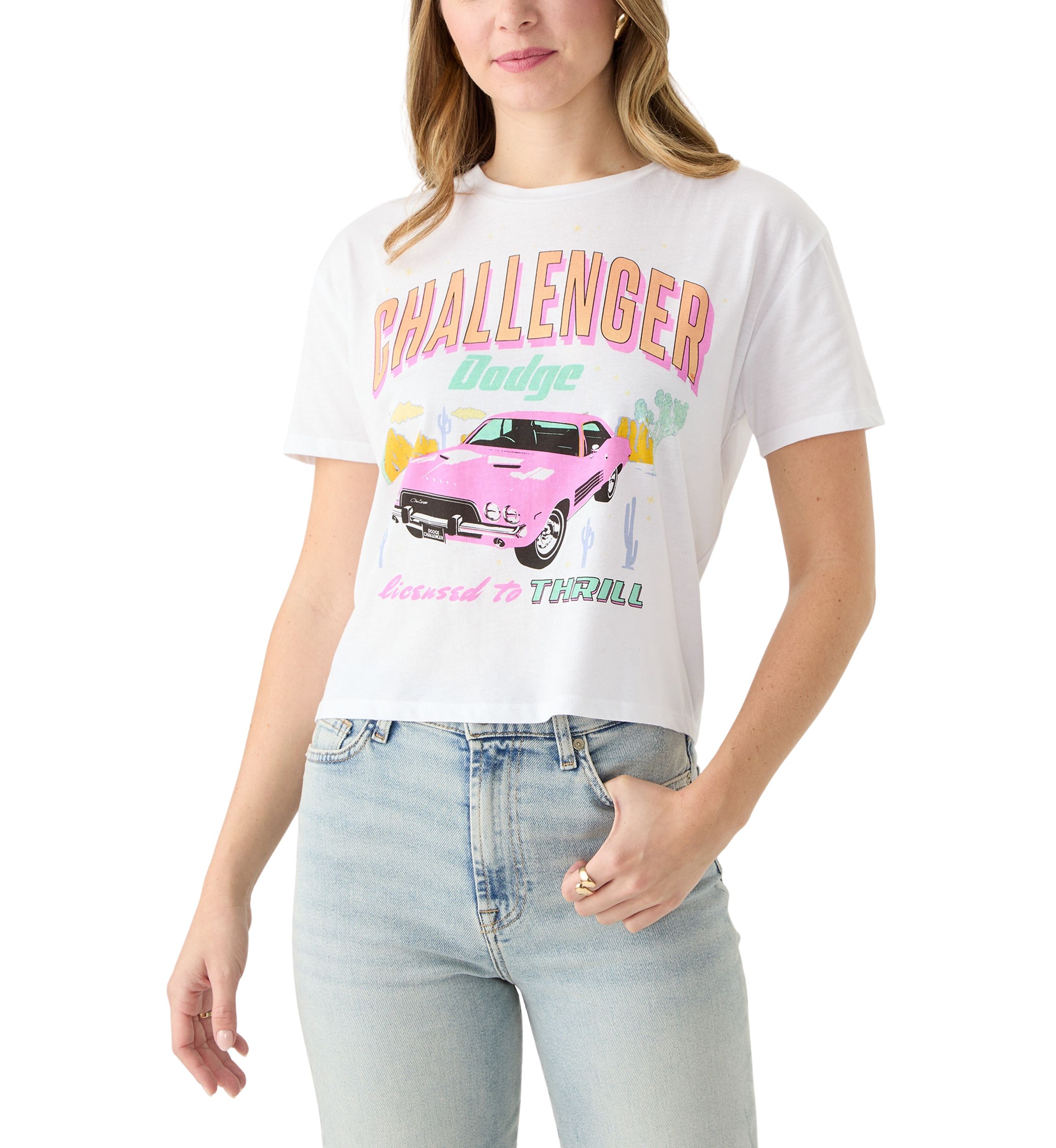Womens Boxy Meet and Greet Challenger Graphic T-Shirt