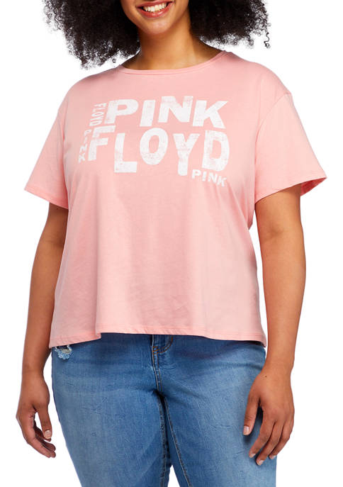 Plus Size Short Sleeve Pink Floyd Graphic T-Shirt 