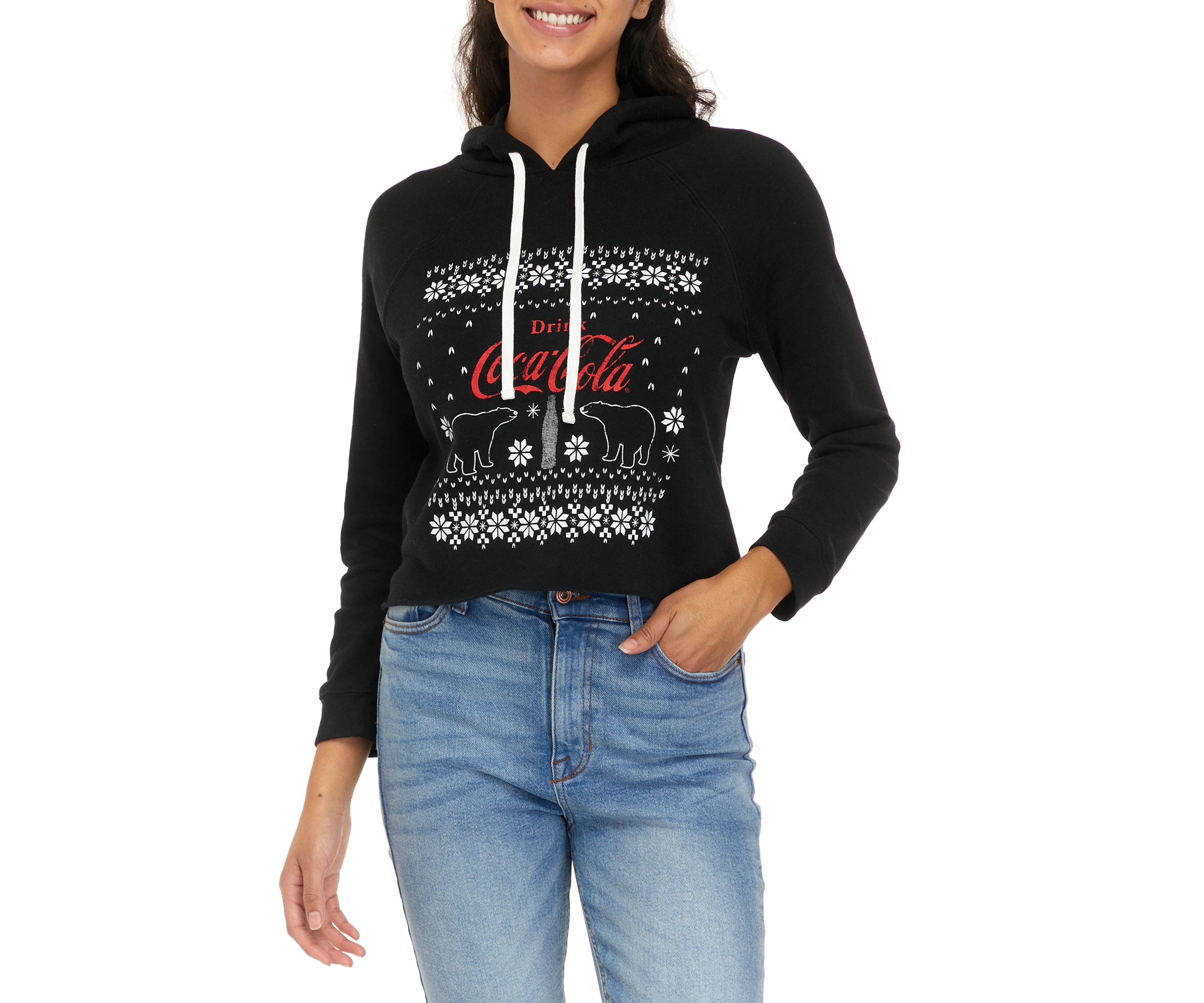 Juniors Long Sleeve Cropped Graphic Hoodie