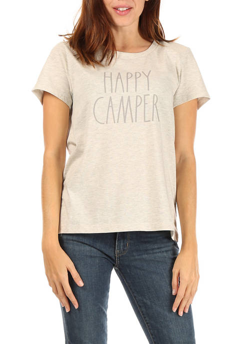 Rae Dunn Womens Short Sleeve HAPPY CAMPER Graphic