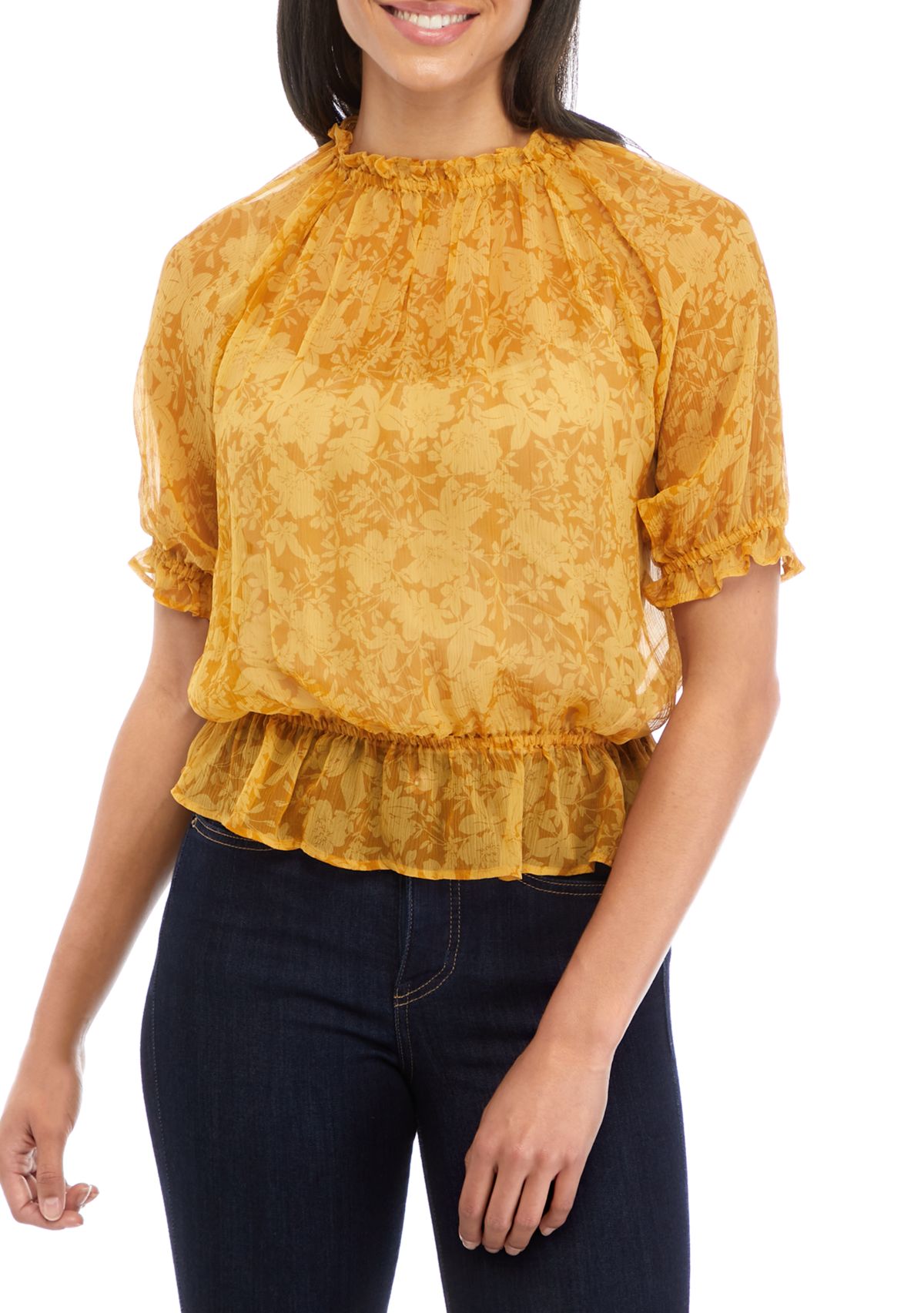 Womens Short Sleeve Soft Volume Top