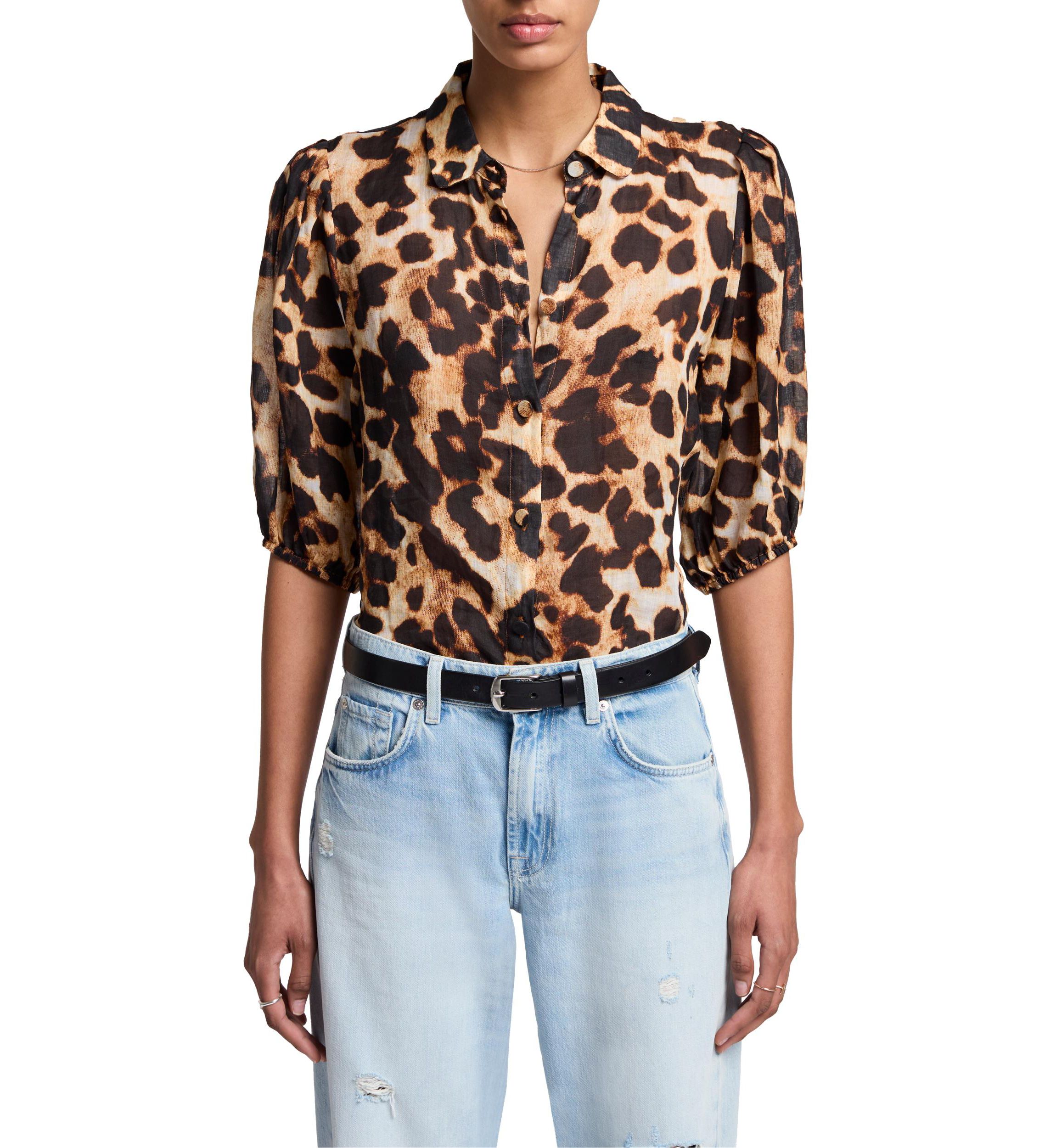 Womens Short Sleeve Puff Blouse