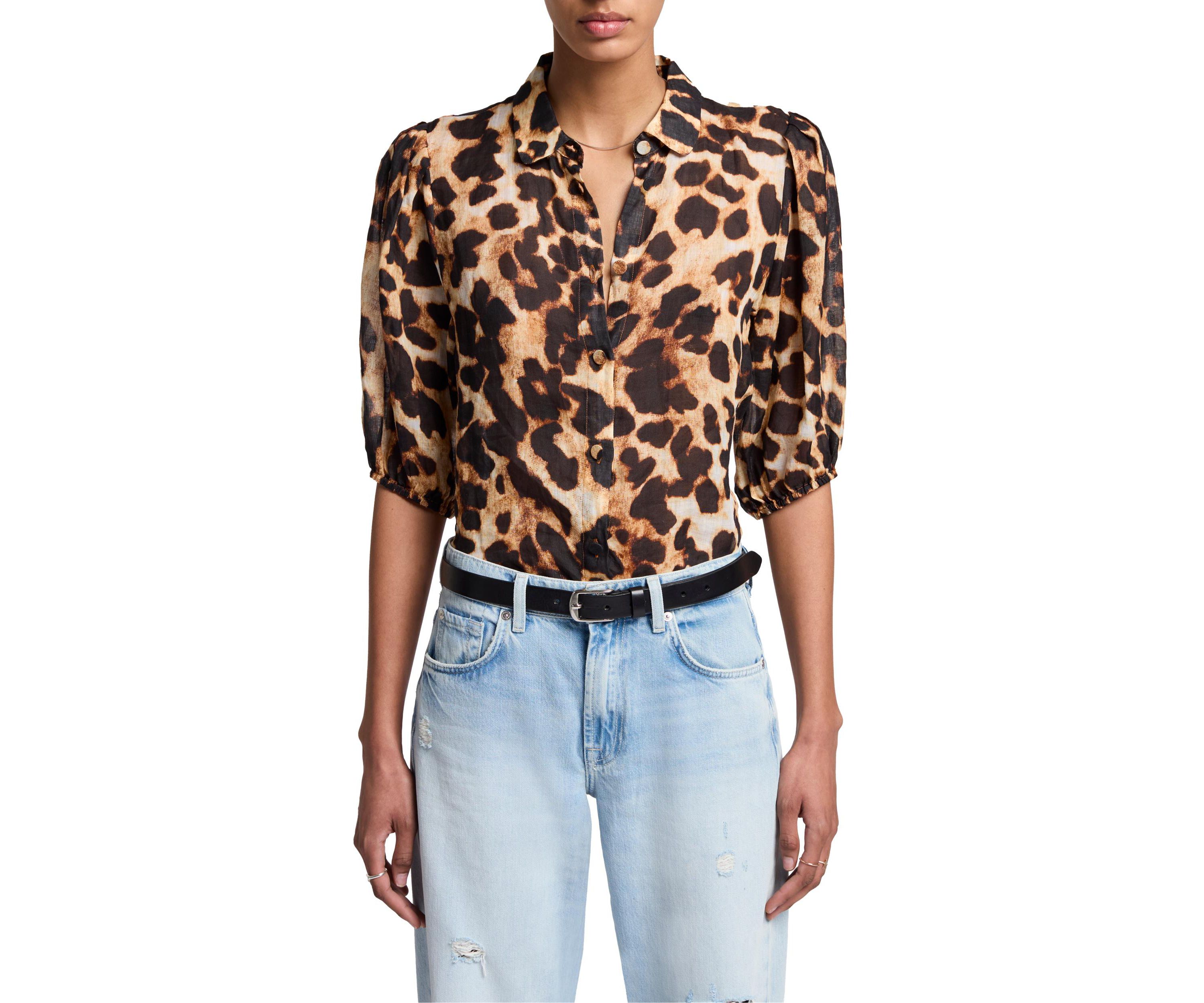 Womens Short Sleeve Puff Blouse