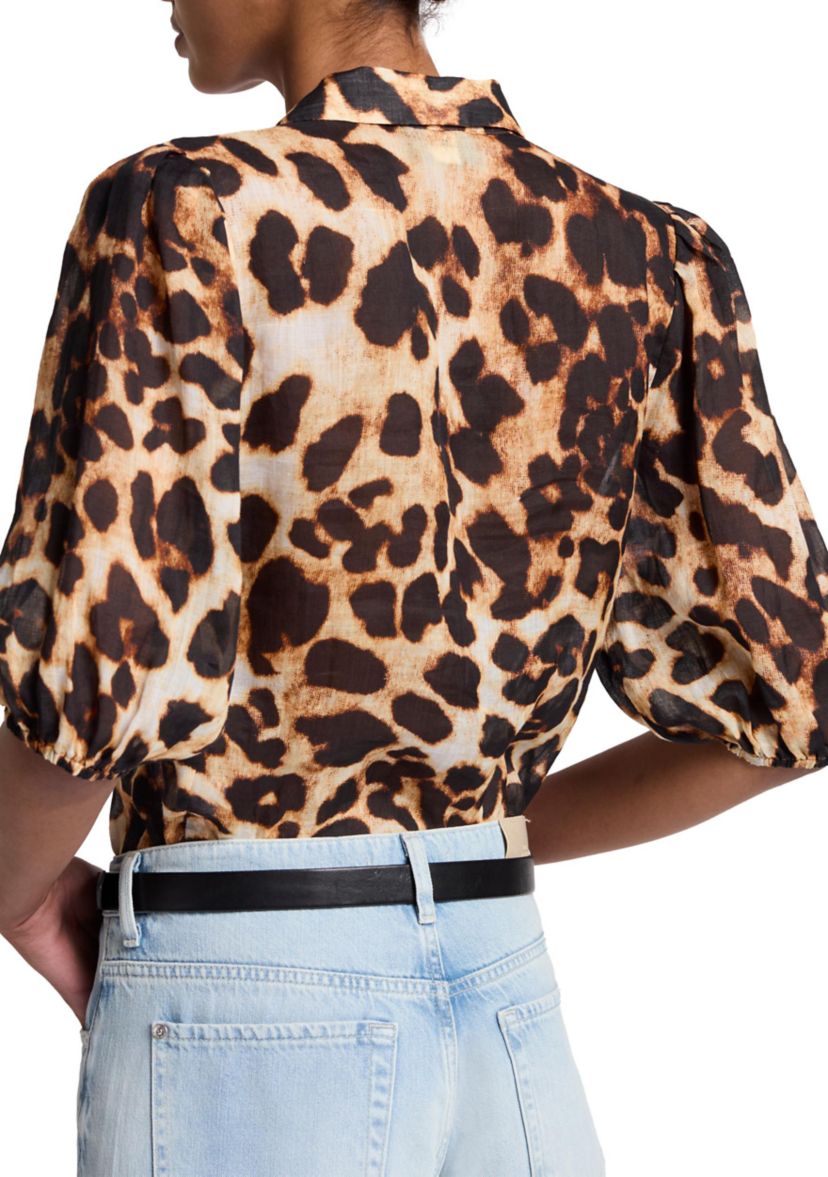 Womens Short Sleeve Puff Blouse