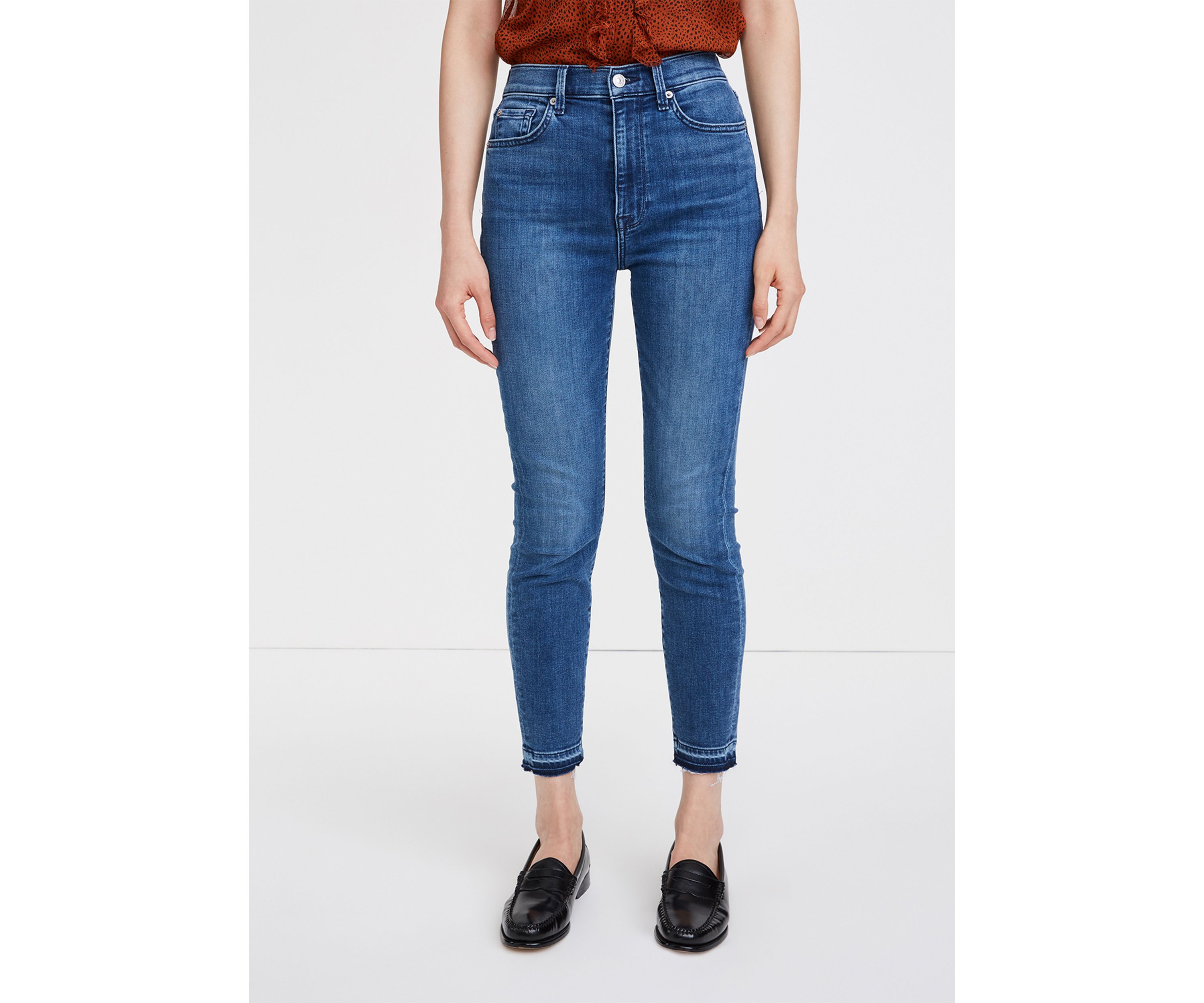 Womens High-Waisted Ankle Skinny Jeans