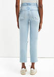 Womens High Rise Cropped Straight Jeans
