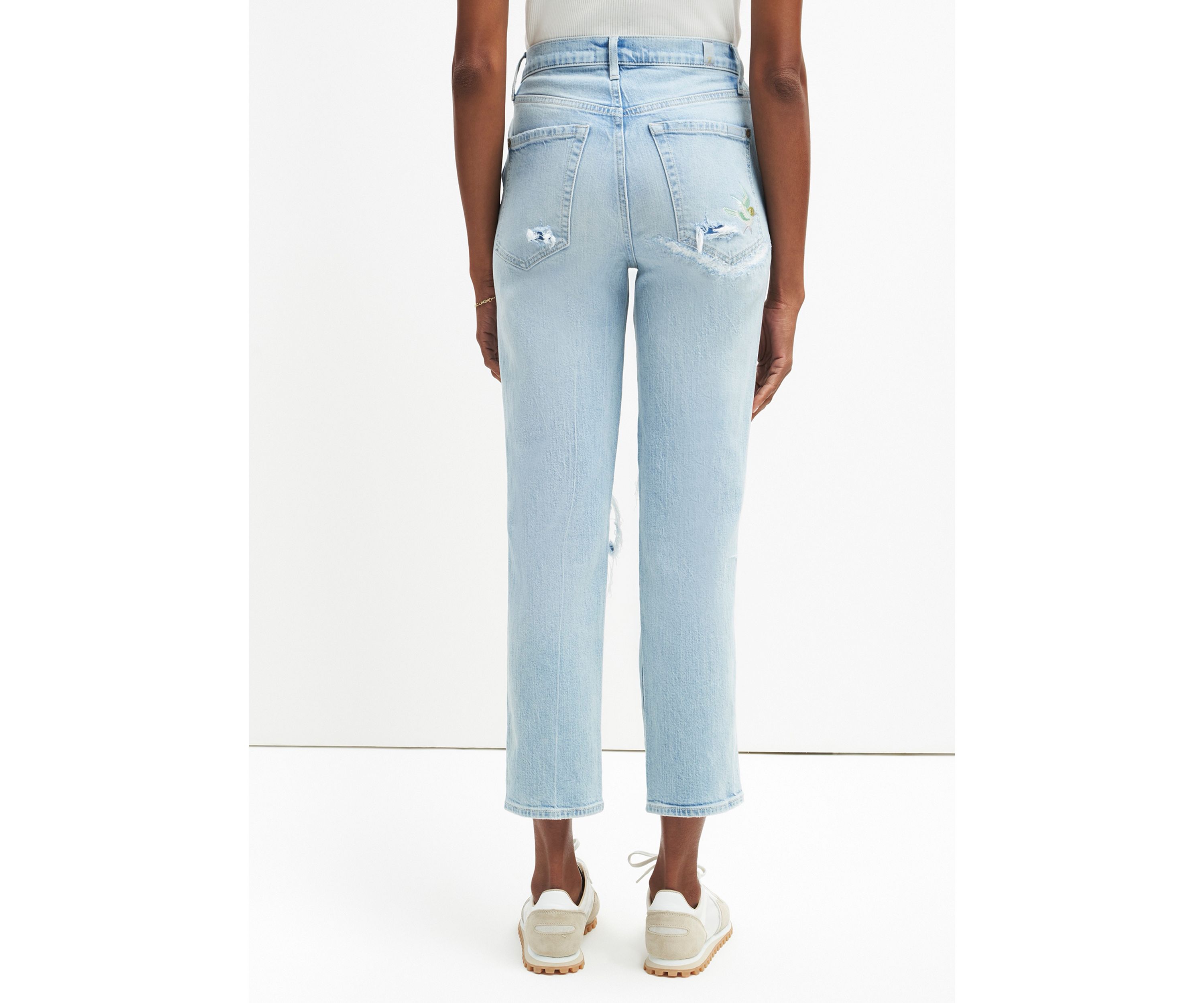 Womens High Rise Cropped Straight Jeans