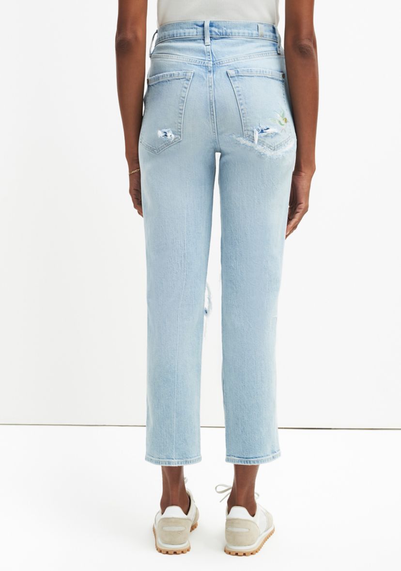 Womens High Rise Cropped Straight Jeans