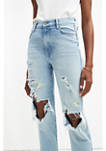 Womens High Rise Cropped Straight Jeans