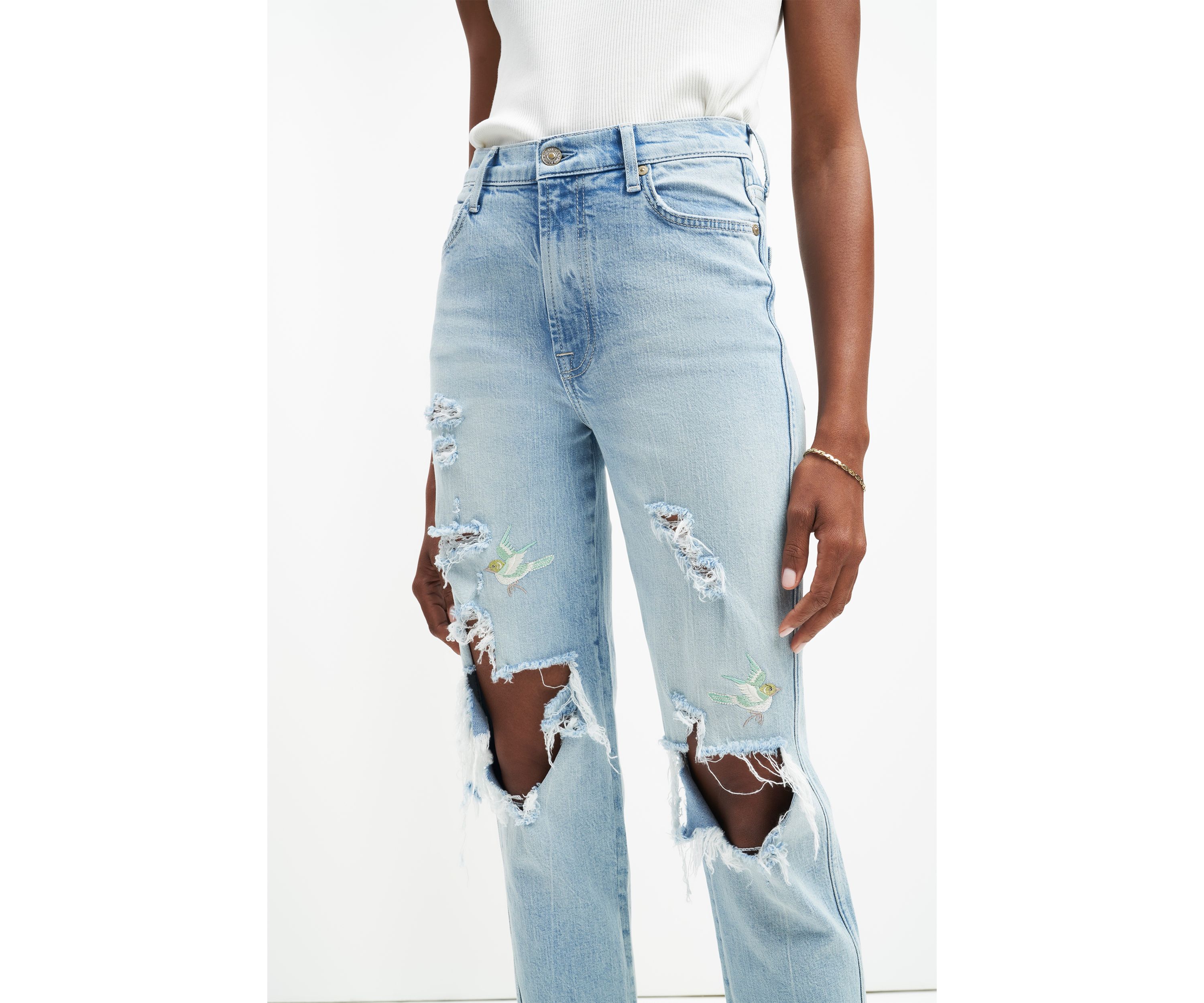Womens High Rise Cropped Straight Jeans