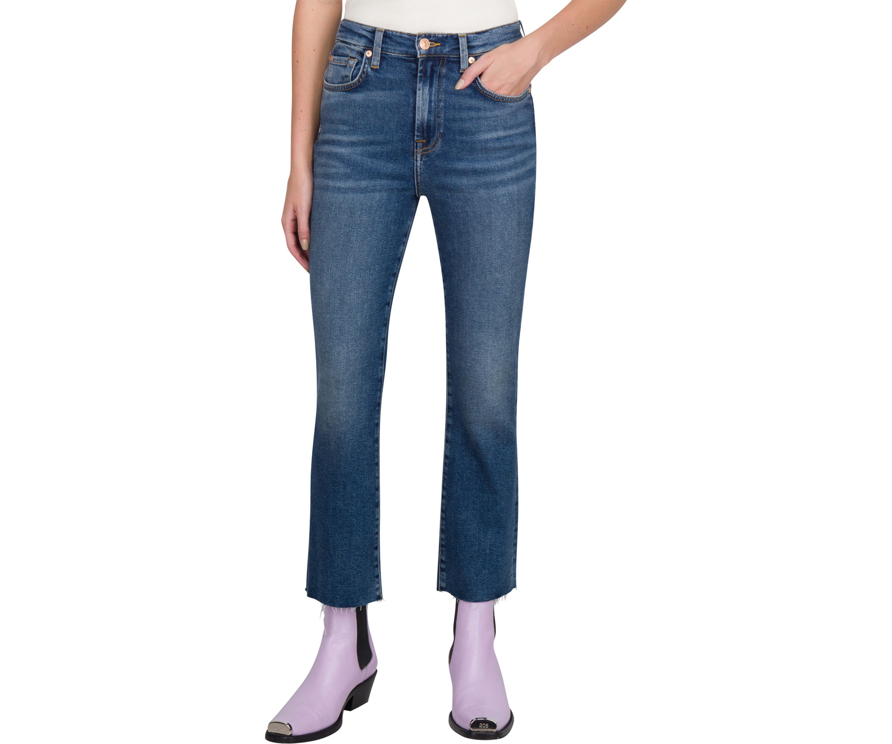 High Waisted Slim Kick Jeans