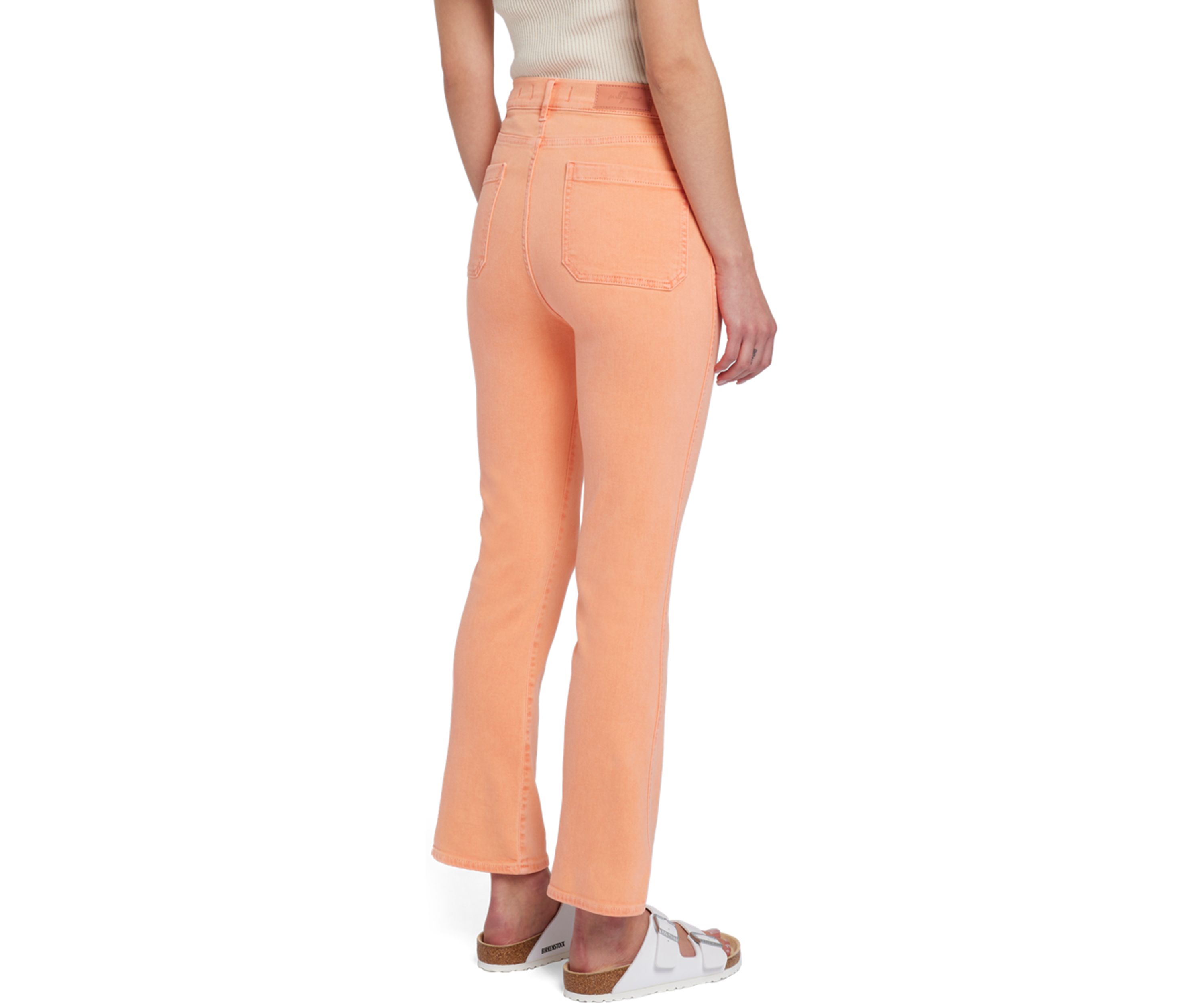 Womens High Waisted Slim Kick Jeans with Patch Pockets