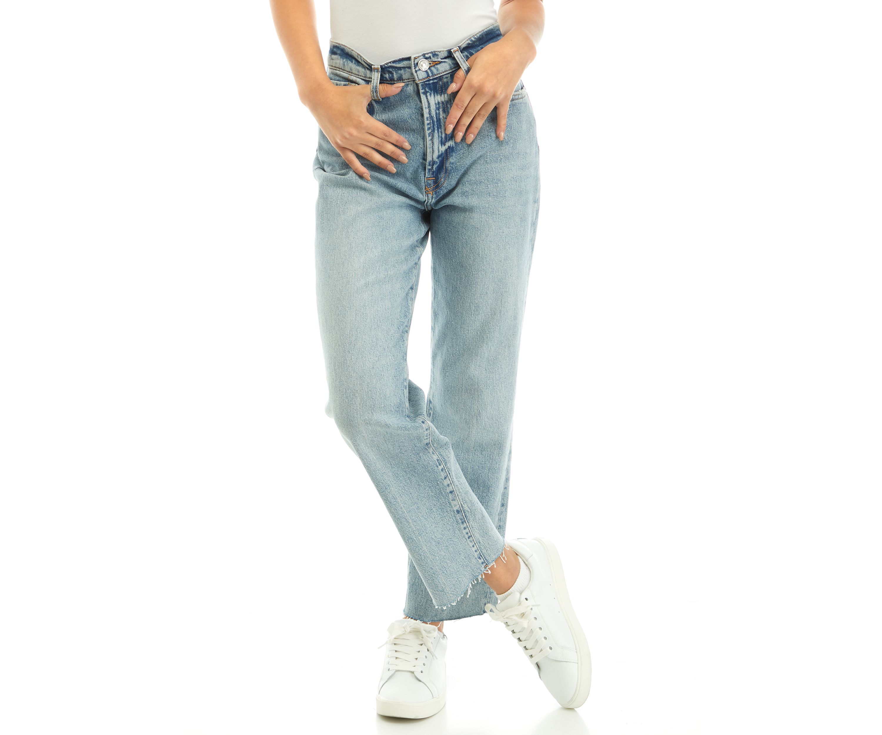 Womens Logan Stovepipe Jeans with Fringe Hem