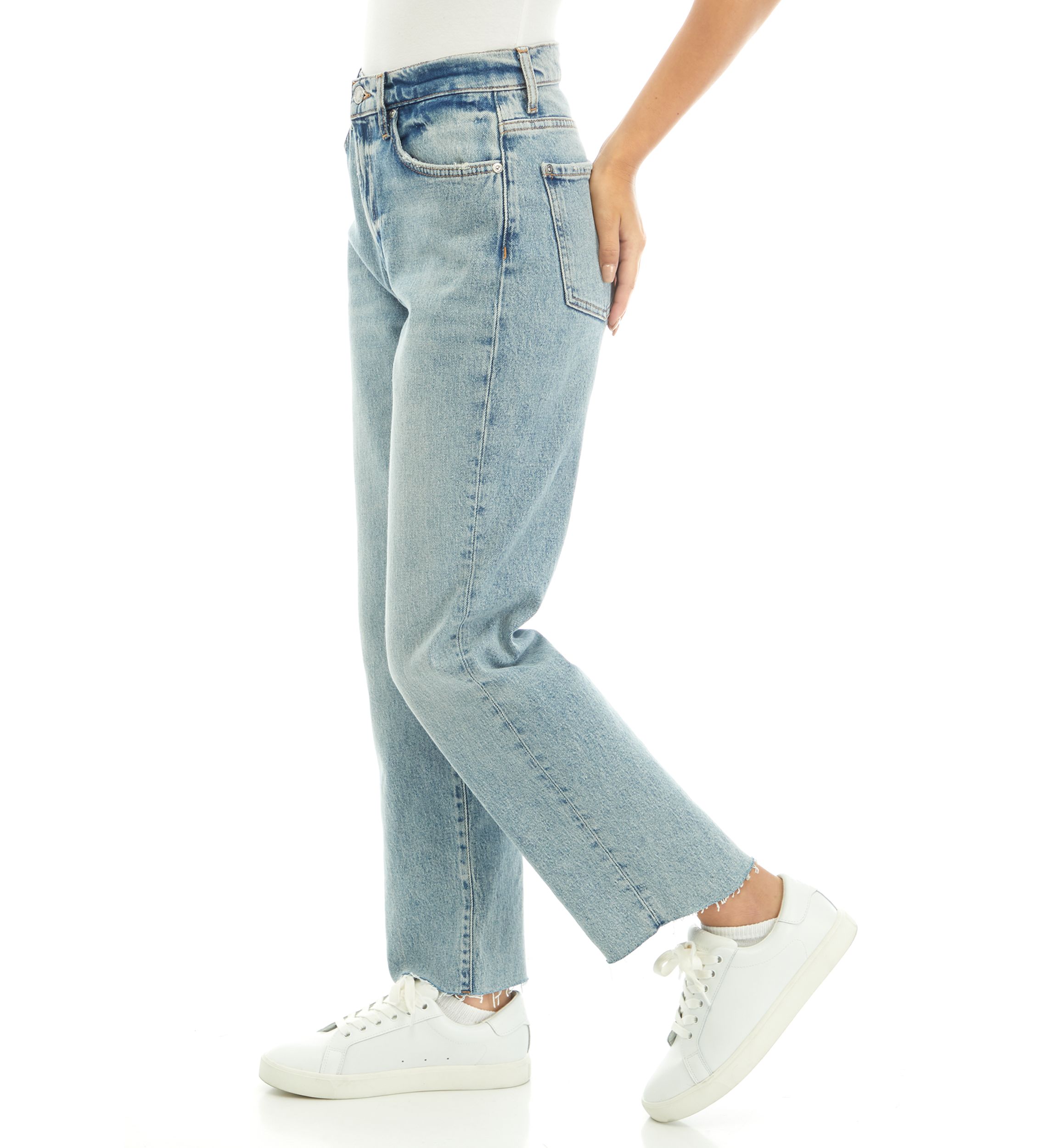 Womens Logan Stovepipe Jeans with Fringe Hem