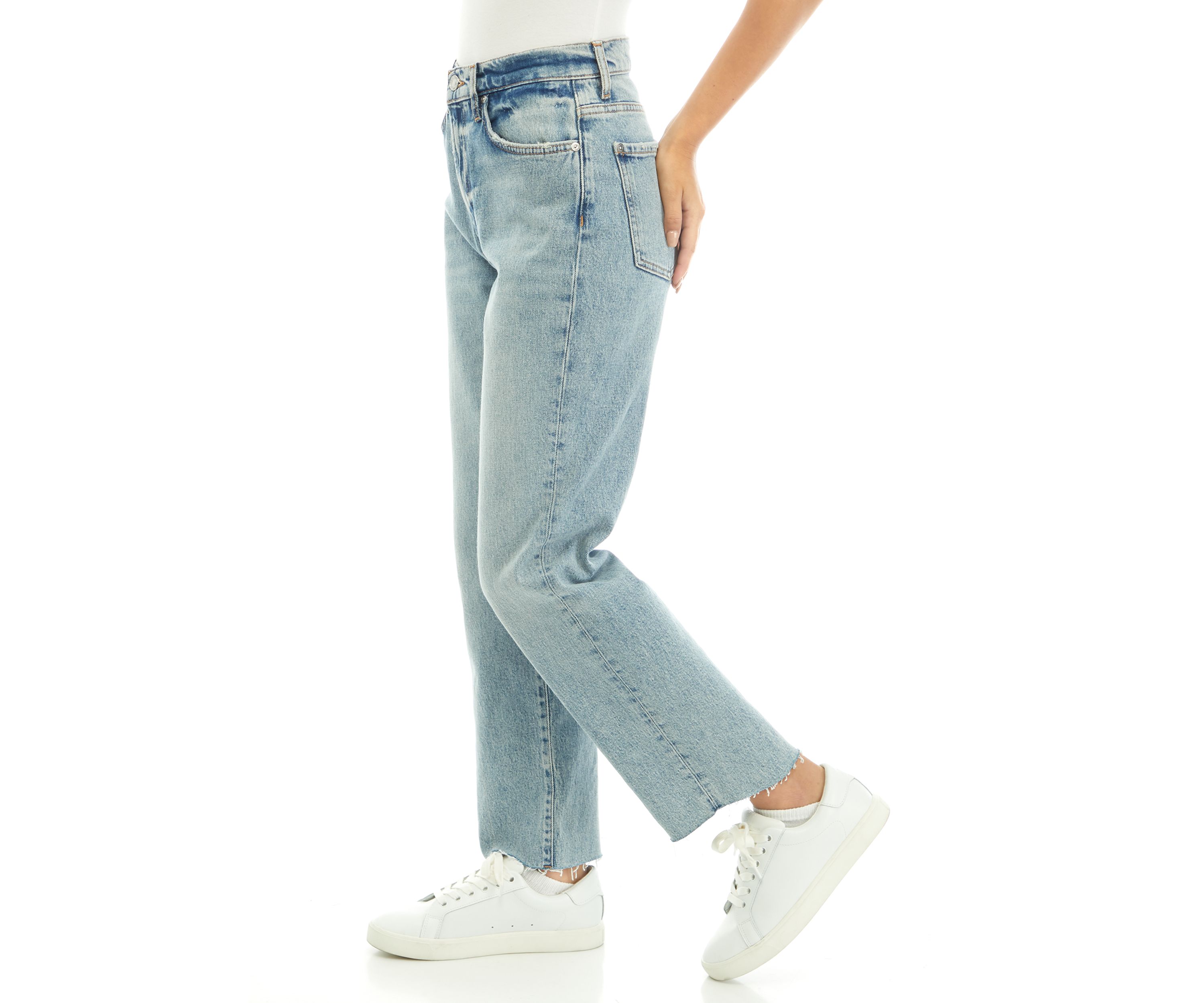 Womens Logan Stovepipe Jeans with Fringe Hem